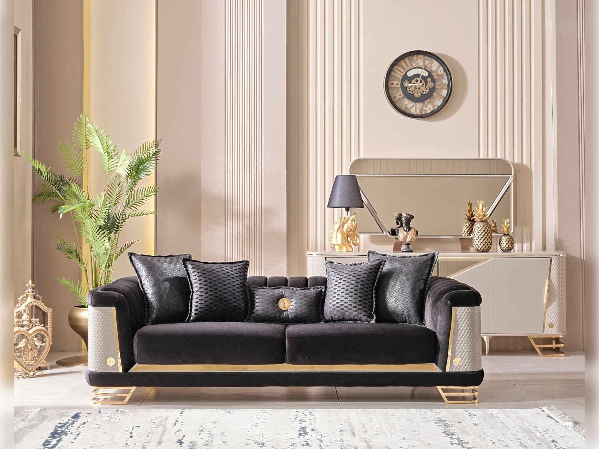 Romans Black Stationary Sofa - Image 2