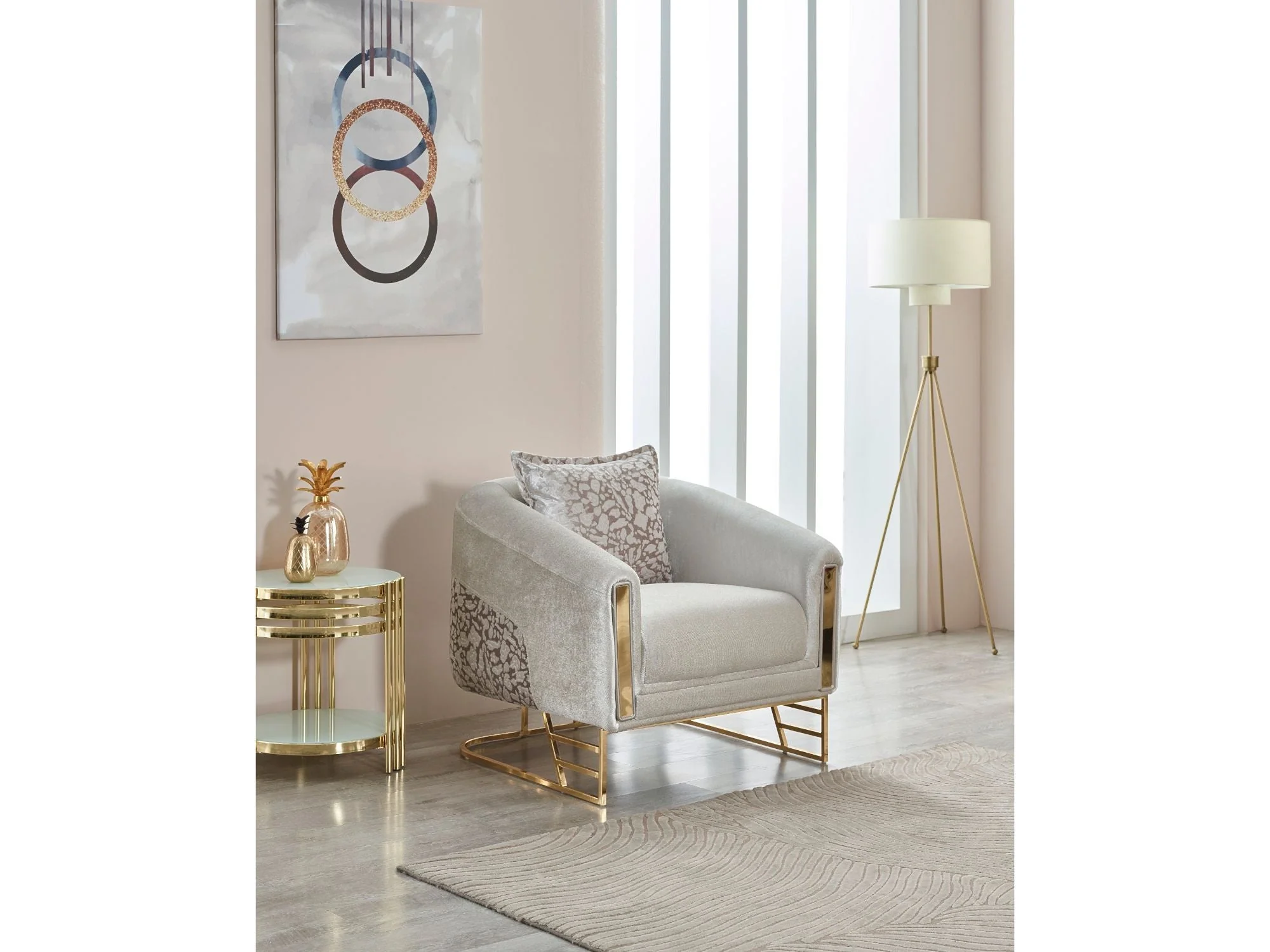 Romans Cream 3-pieces (Sofa & Loveseat & Chair) Living Room Set - Image 7