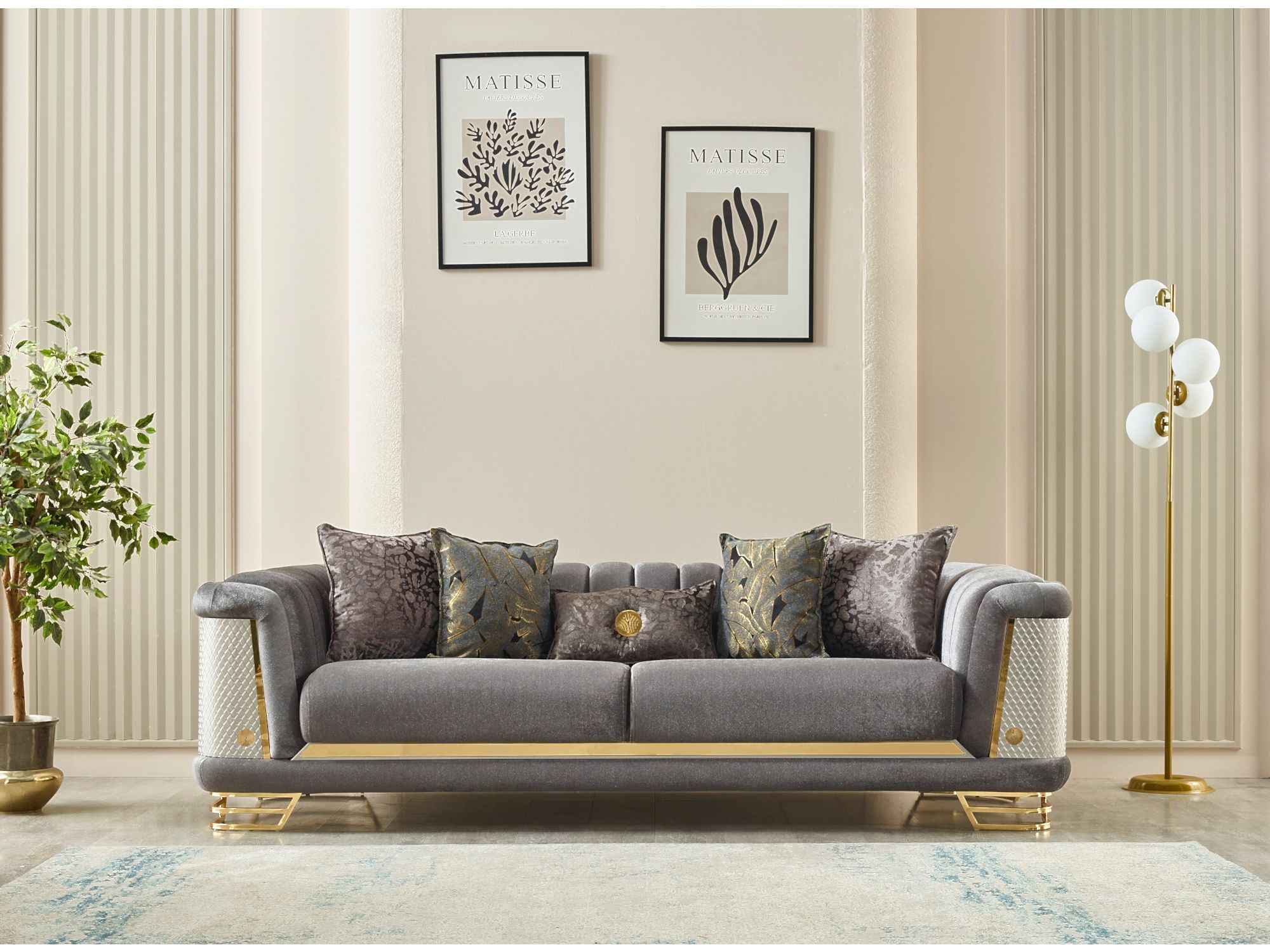 Romans Grey 3-pieces (Sofa & Loveseat & Chair) Living Room Set - Image 4