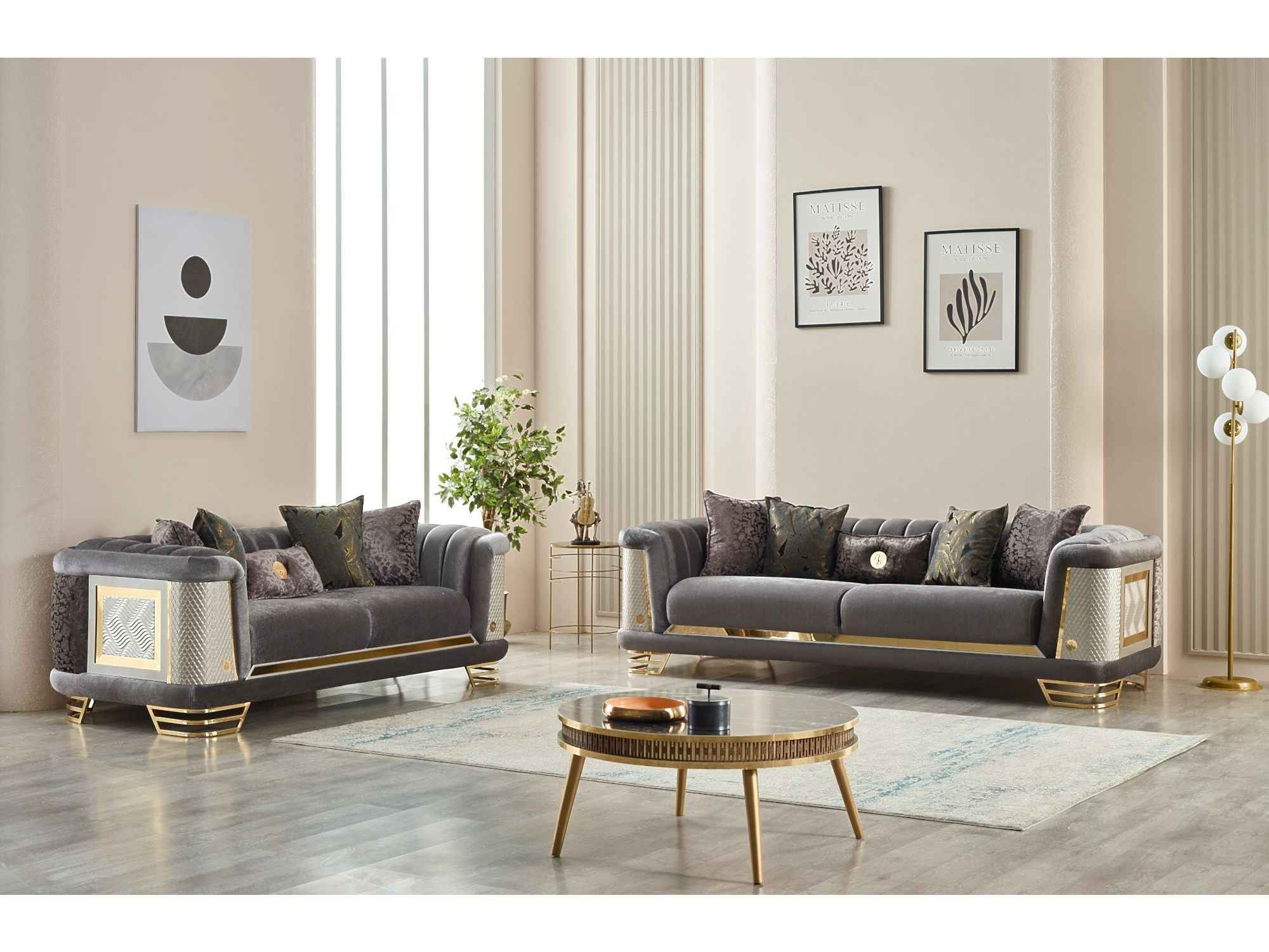 Romans Grey Stationary Loveseat - Image 2