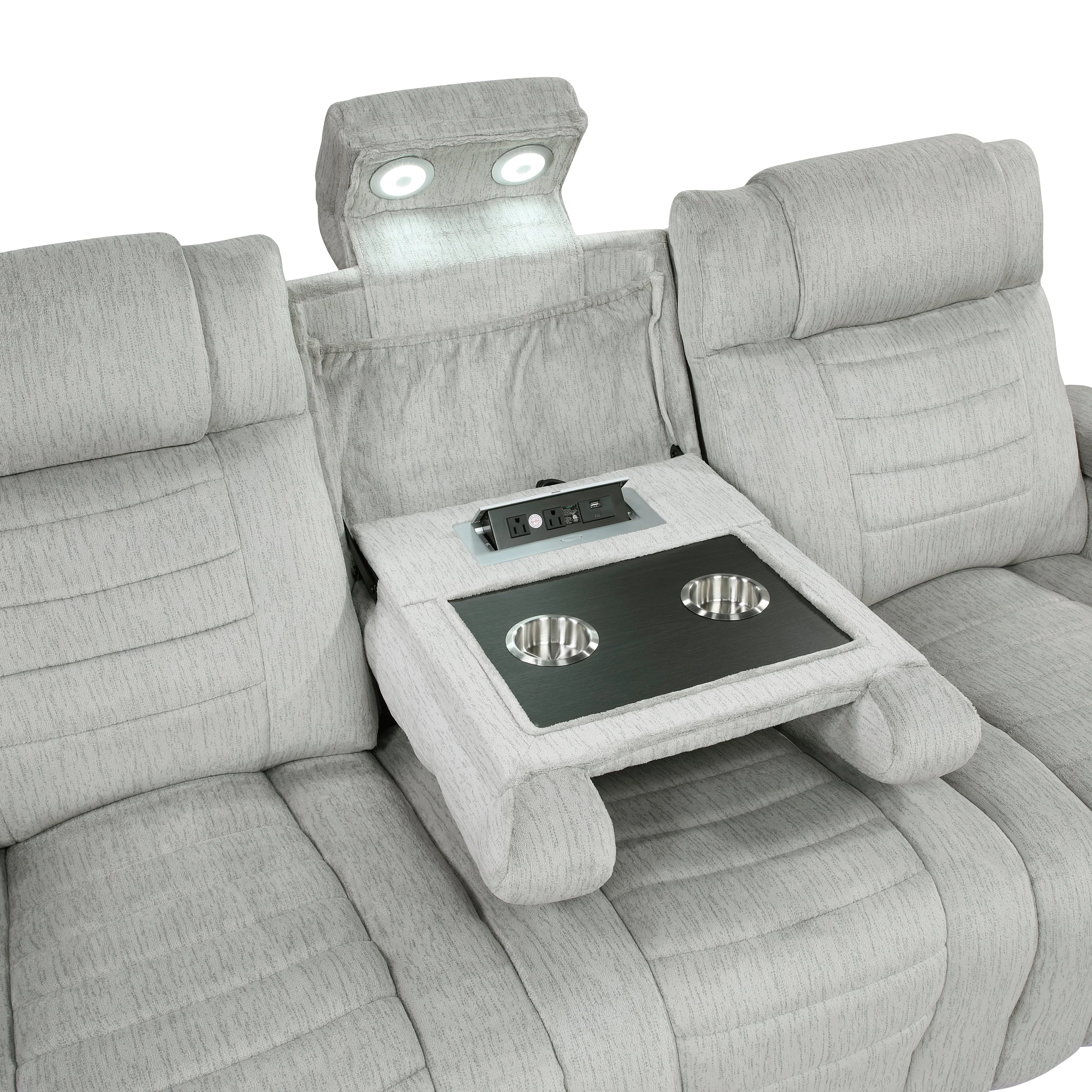 Ronan Light Gray Double Reclining Living Room Set - Image 9