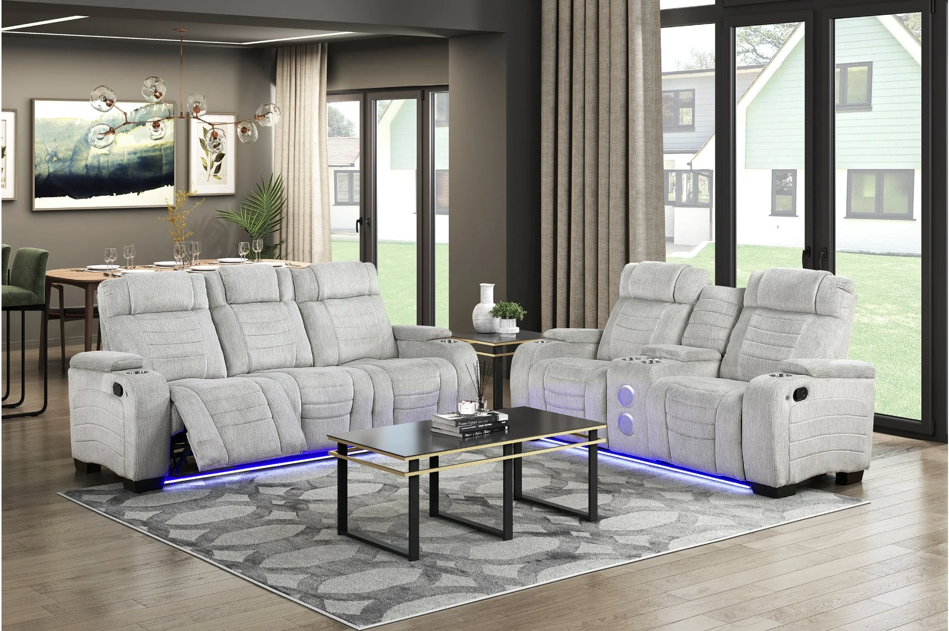Ronan Light Gray Double Reclining Sofa - Image 3