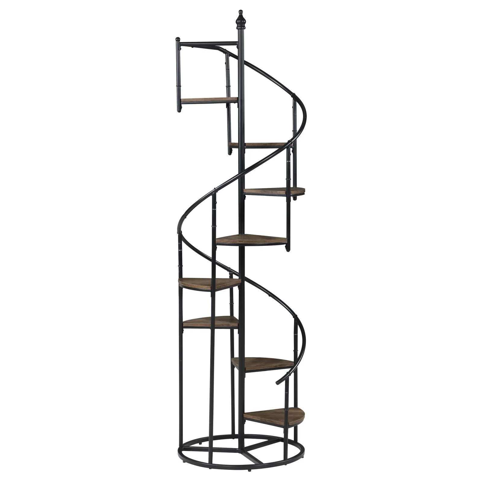 Roseglen Rustic Brown/Black 8-Shelf Staircase Bookcase - Image 2
