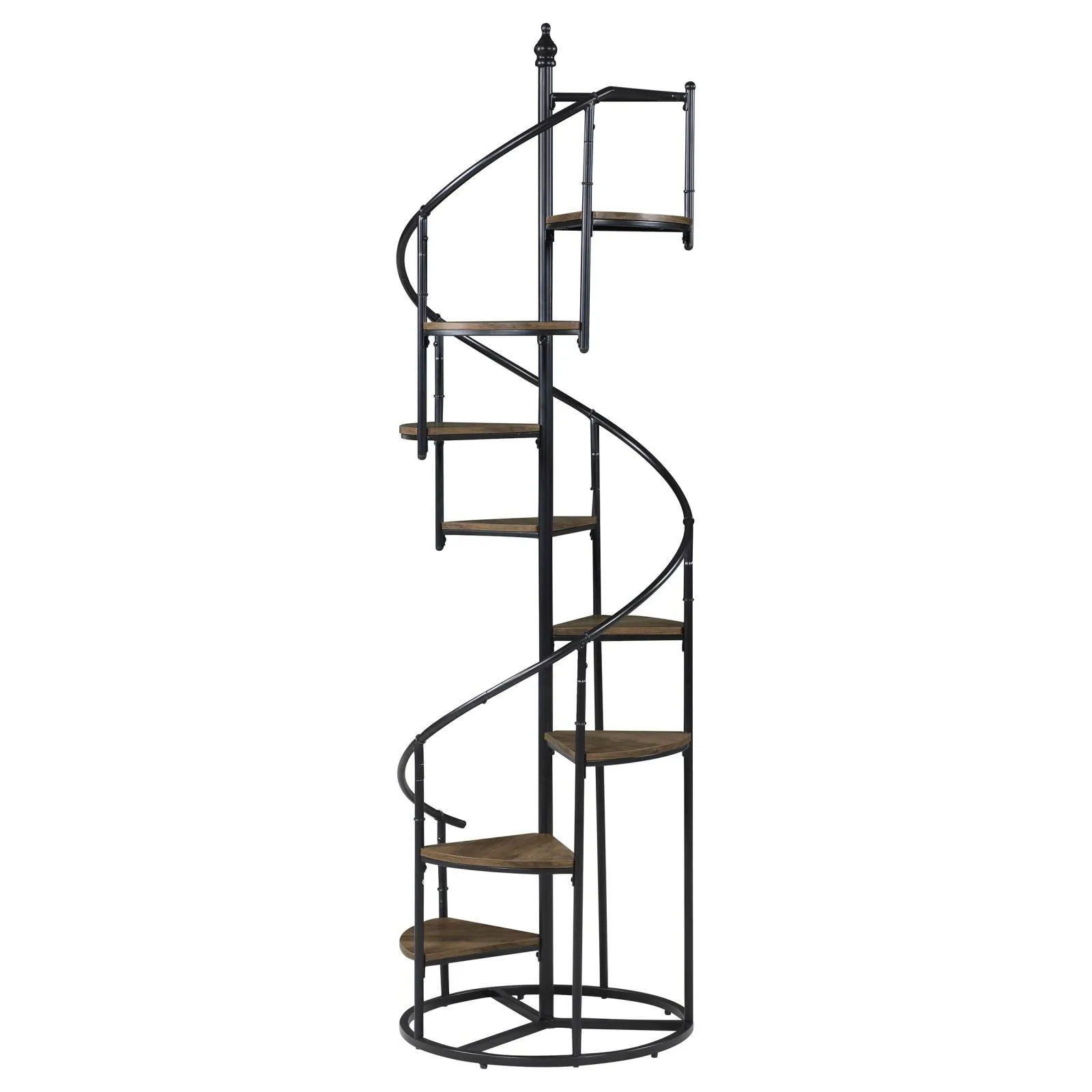 Roseglen Rustic Brown/Black 8-Shelf Staircase Bookcase - Image 4
