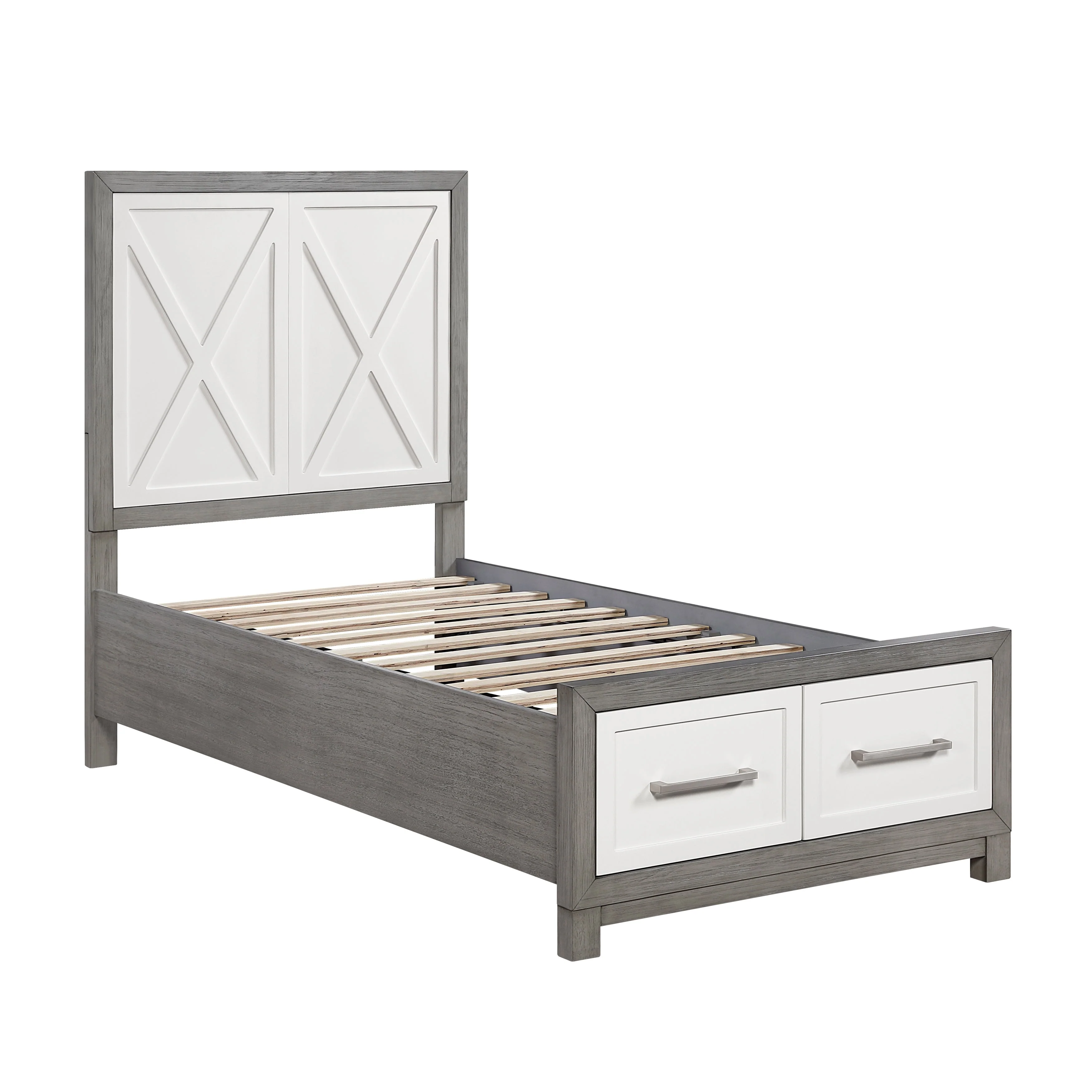 Rowan Ivory/Gray Twin Footboard Storage Platform Bed - Image 5