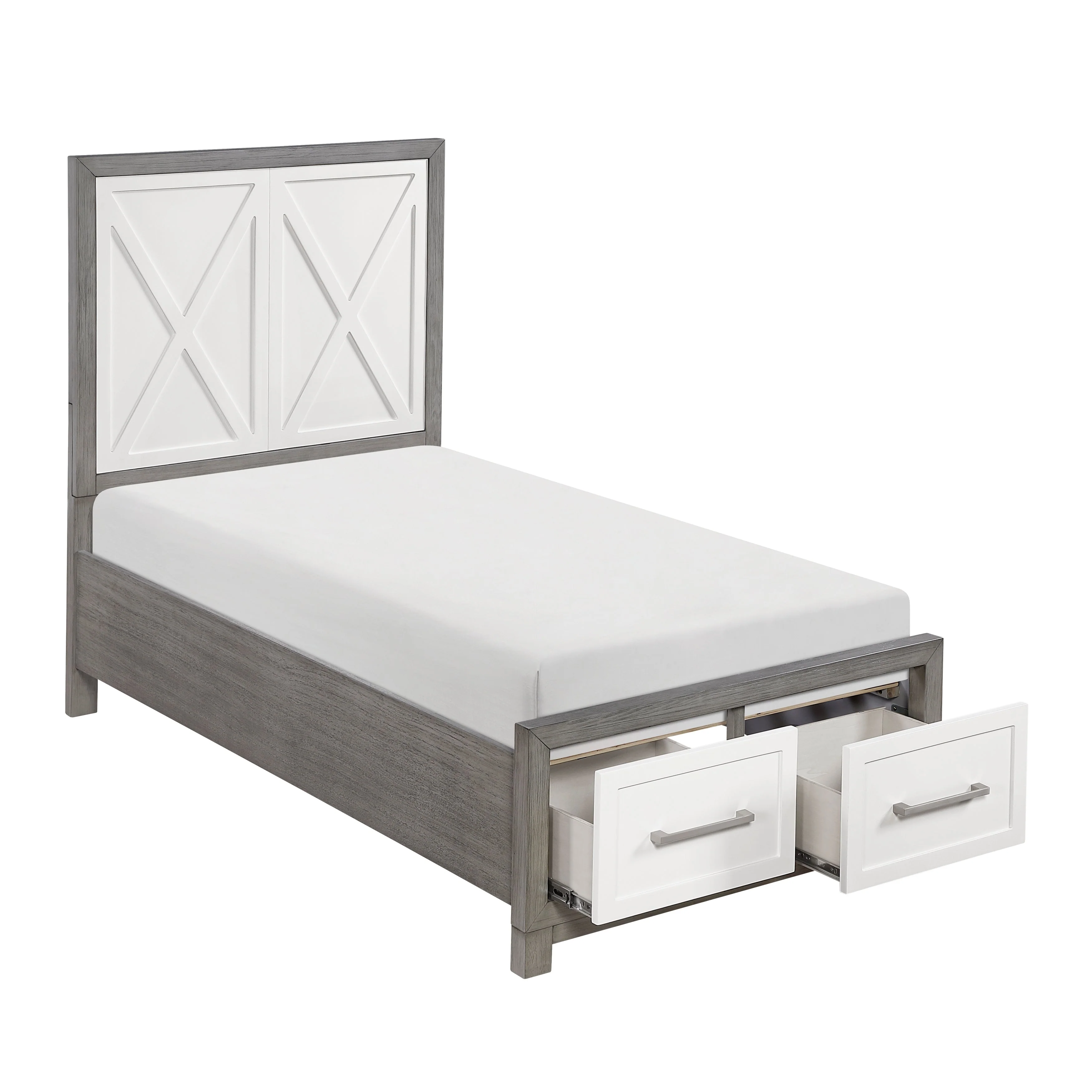 Rowan Ivory/Gray Twin Footboard Storage Platform Bed - Image 8