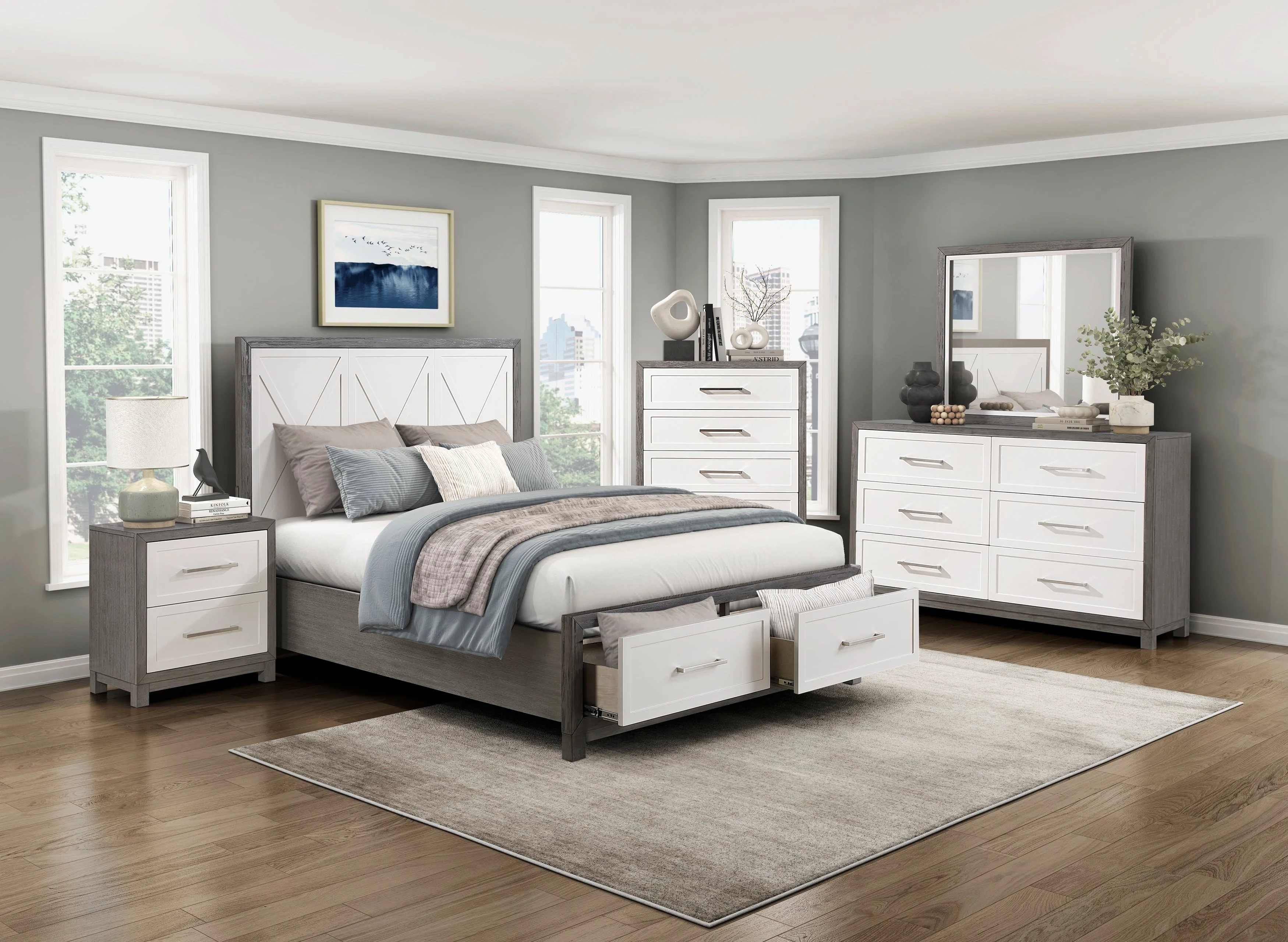 Rowan Two-tone Queen Storage Platform Bed - Image 11