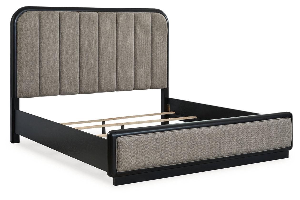 Rowanbeck Gray/Black King Upholstered Panel Bed - Image 2