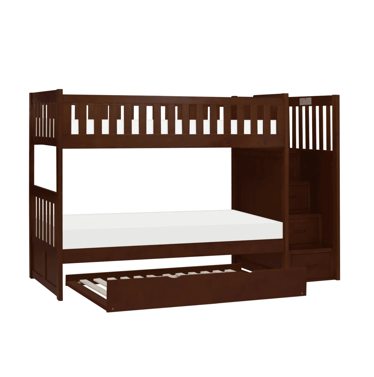 Rowe Dark Cherry Twin/Twin Step Bunk Bed with Twin Trundle - Image 2
