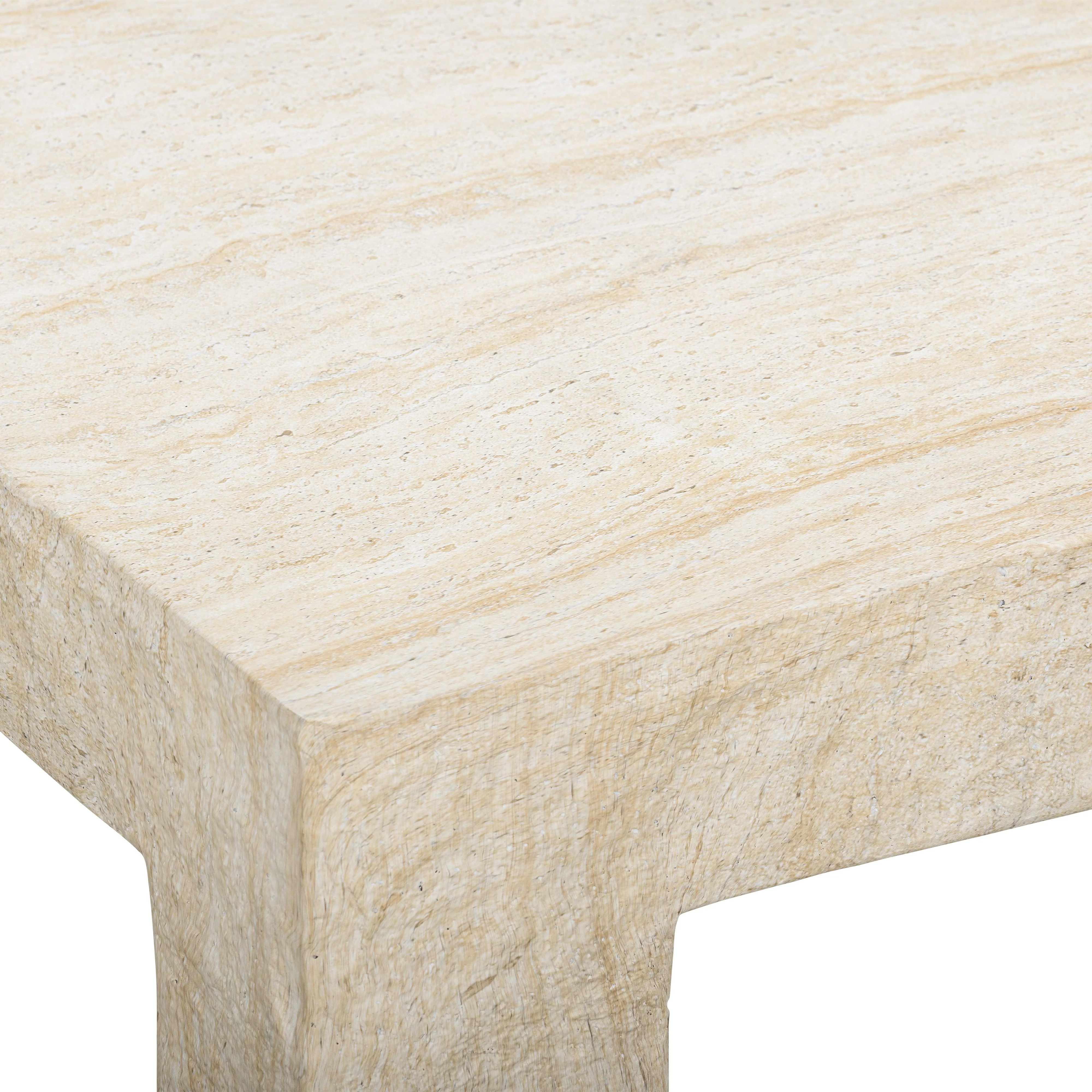 Roxanne 46" Faux Travertine Indoor/Outdoor Concrete Coffee Table - Image 2