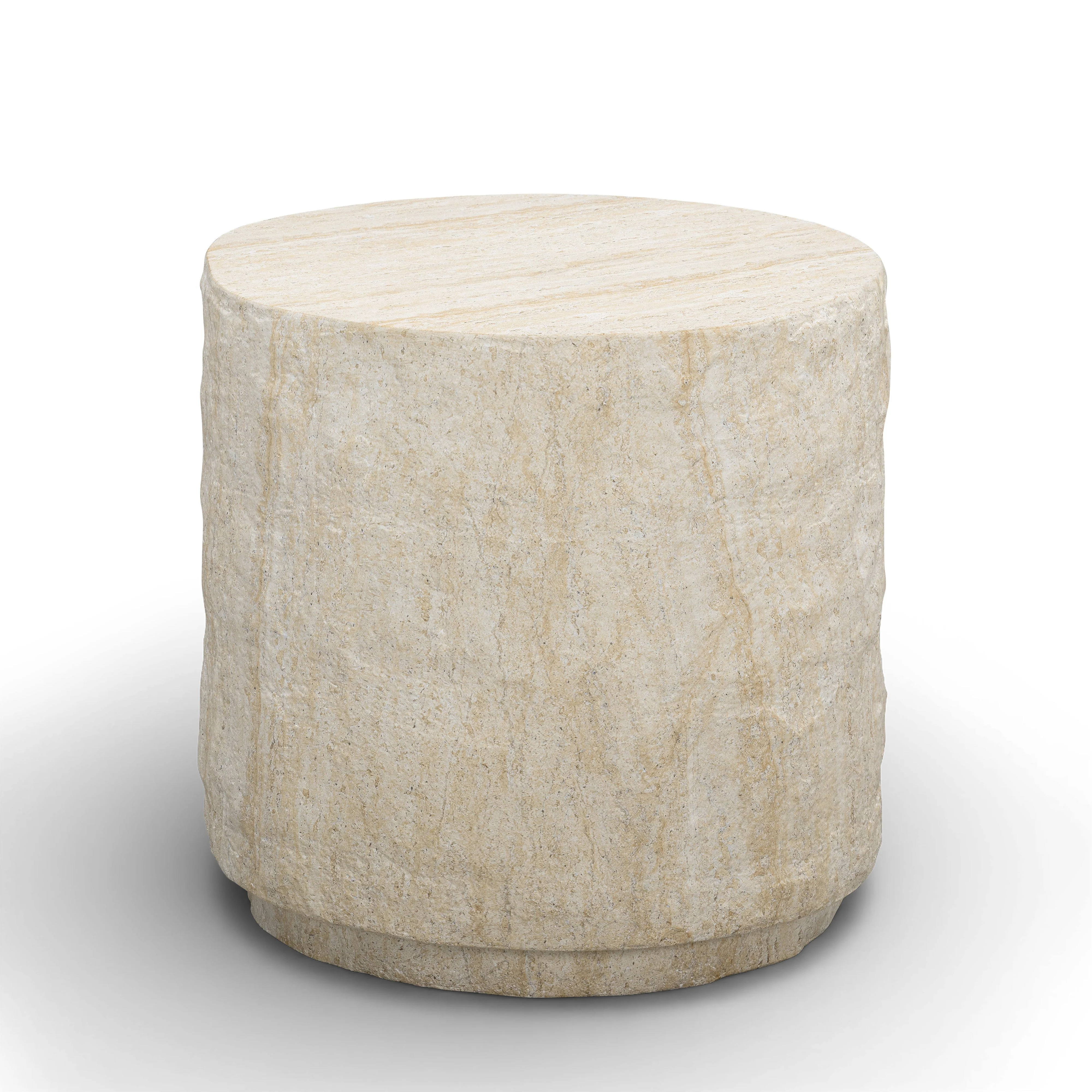 Roxanne Faux Travertine Indoor/Outdoor Concrete Side Table - Image 2