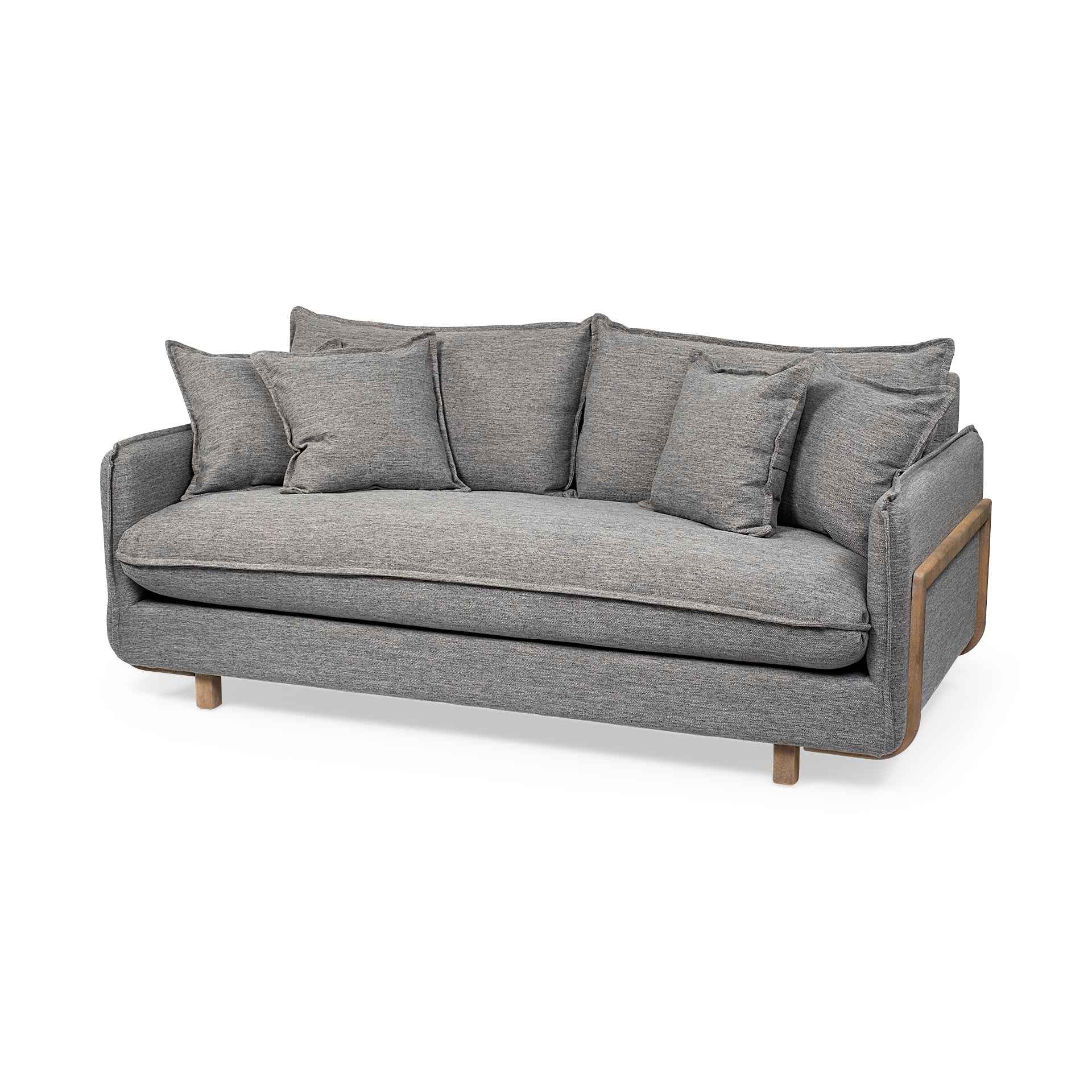 Roy I 84 Inch Castlerock Gray Upholstered Three Seater Sofa