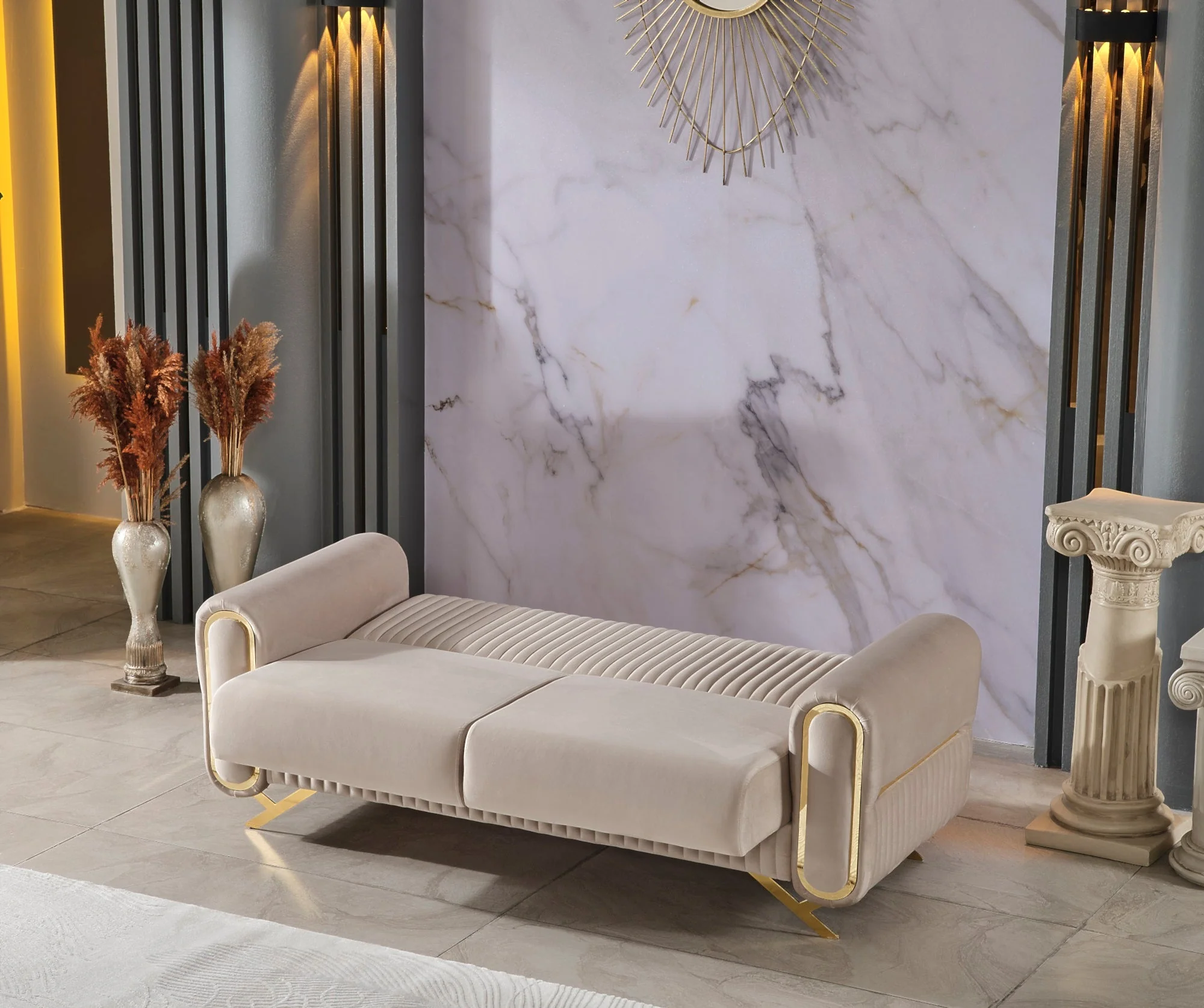 Royal 3-pieces (Sofa & Loveseat & Chair) Livingroom Set Beige - Image 14