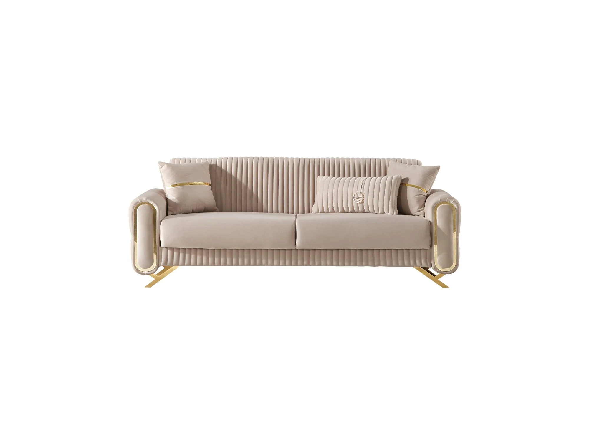 Royal 3-pieces (Sofa & Loveseat & Chair) Livingroom Set Beige - Image 9