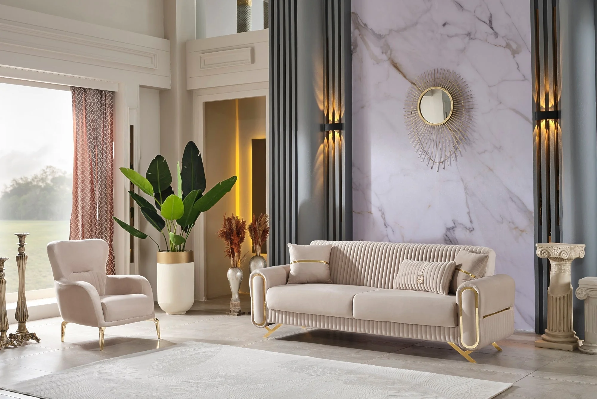Royal Beige Convertible Sofa - Image 7