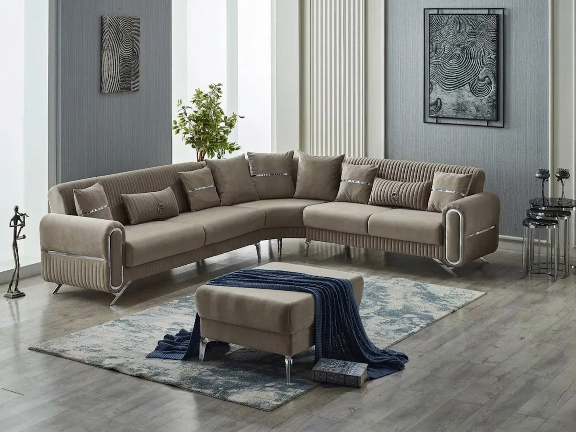 Royal Brown Convertible Sectional Sofa