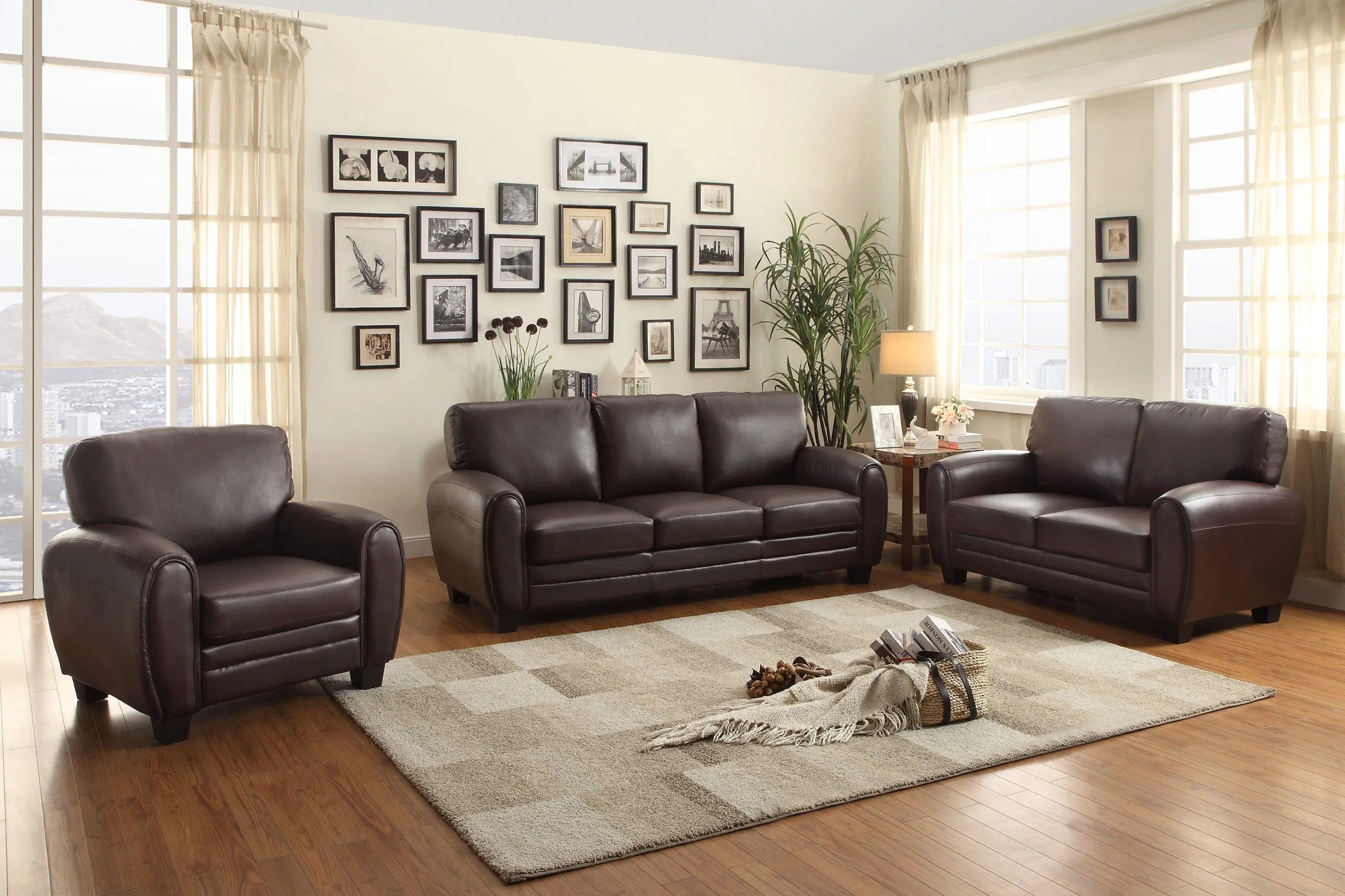 Rubin Dark Brown Faux Leather Sofa - Image 6