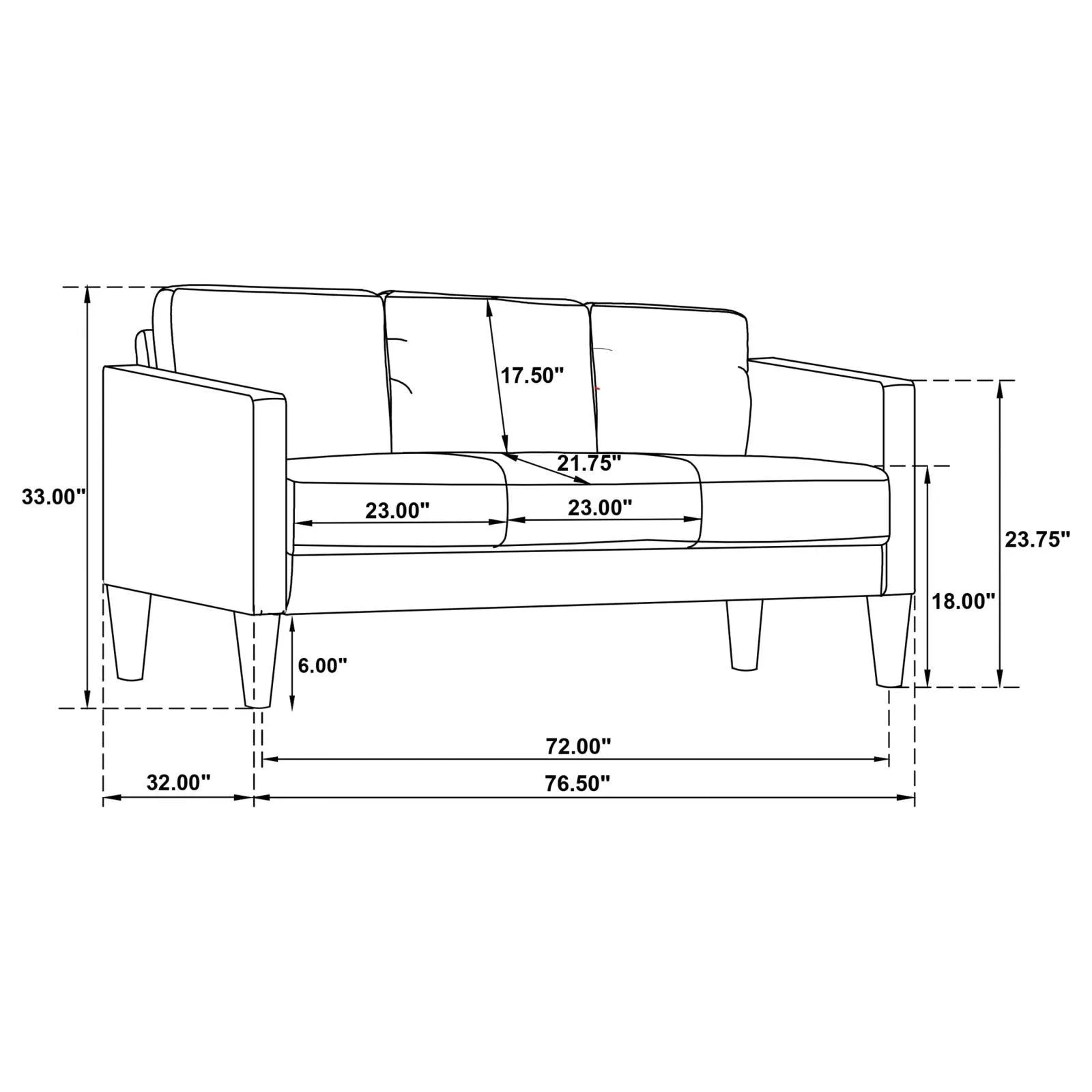 Ruth 2-piece Upholstered Track Arm Sofa Set Black - Image 12
