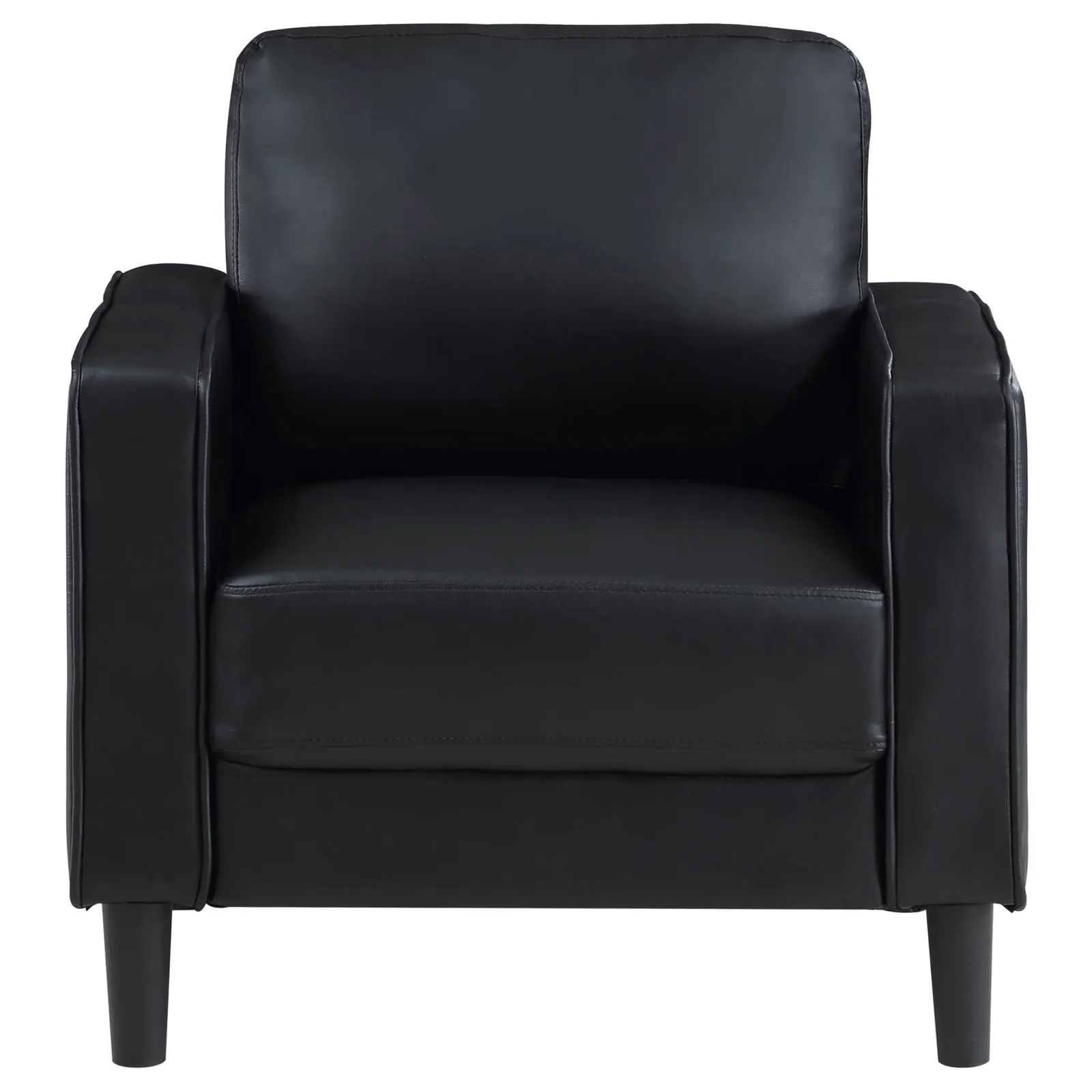 Ruth Black Faux Leather Upholstered Track Arm Accent Chair - Image 2