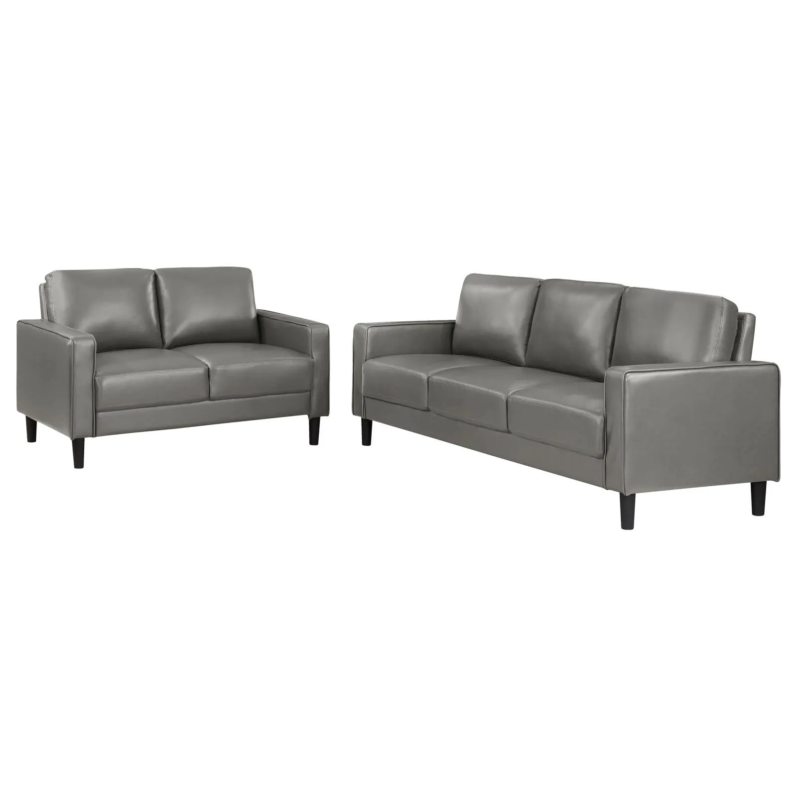 Ruth Gray Upholstered Track Arm Faux Leather Living Room Set - Image 8