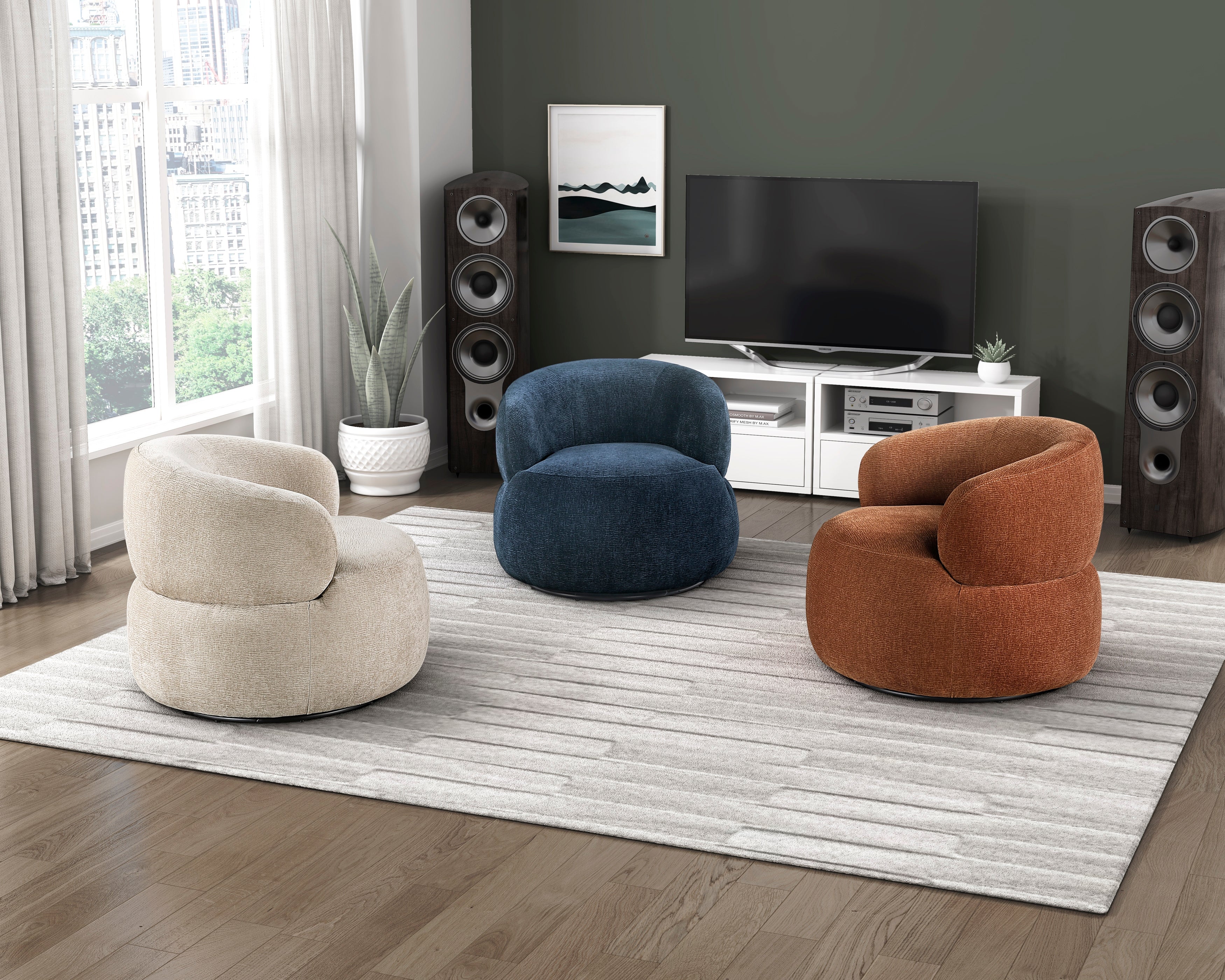 Ruvo Light Brown Swivel Accent Chair - Image 9