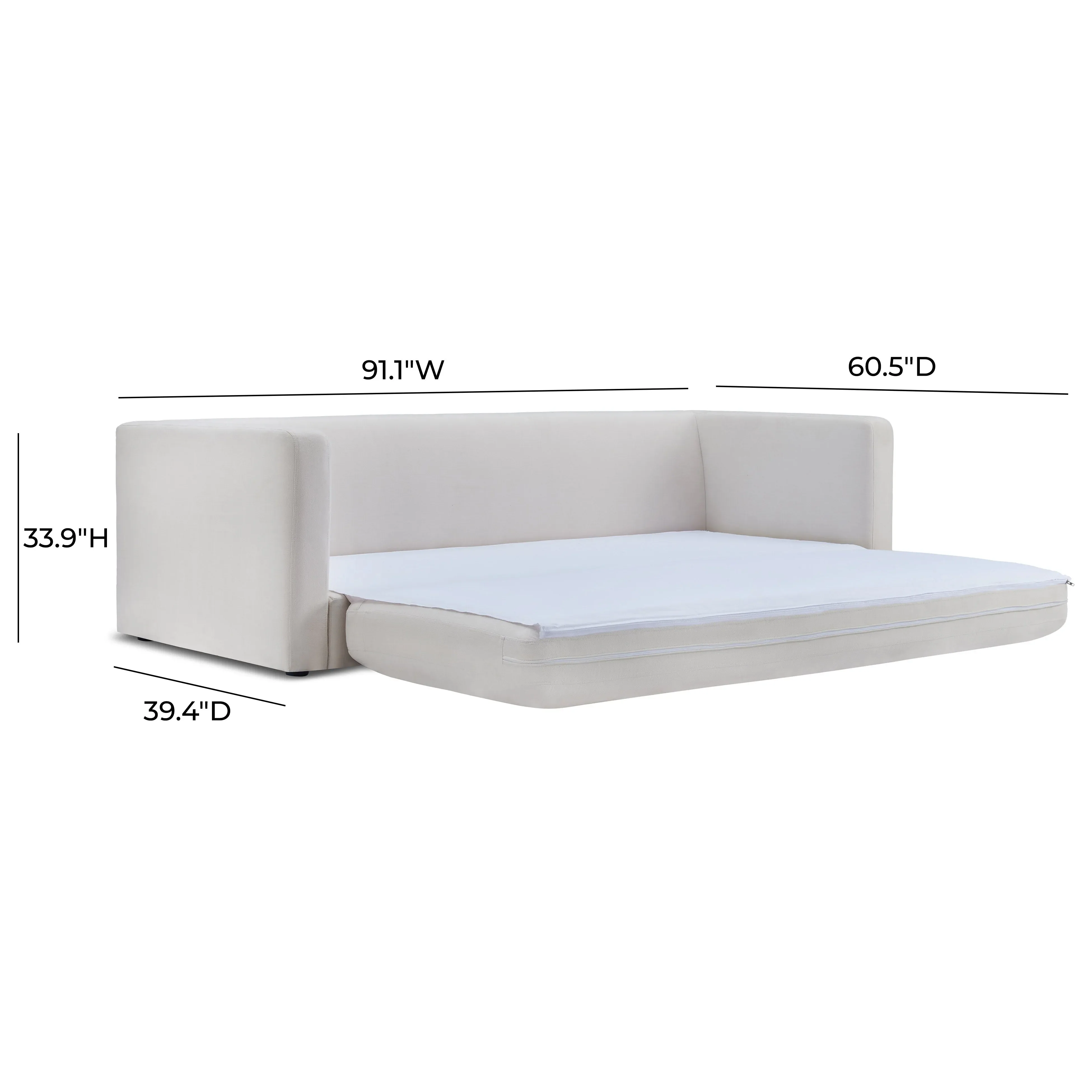 Ryan 91" Cream Upcycled Performance Linen Sofa Bed - Image 10