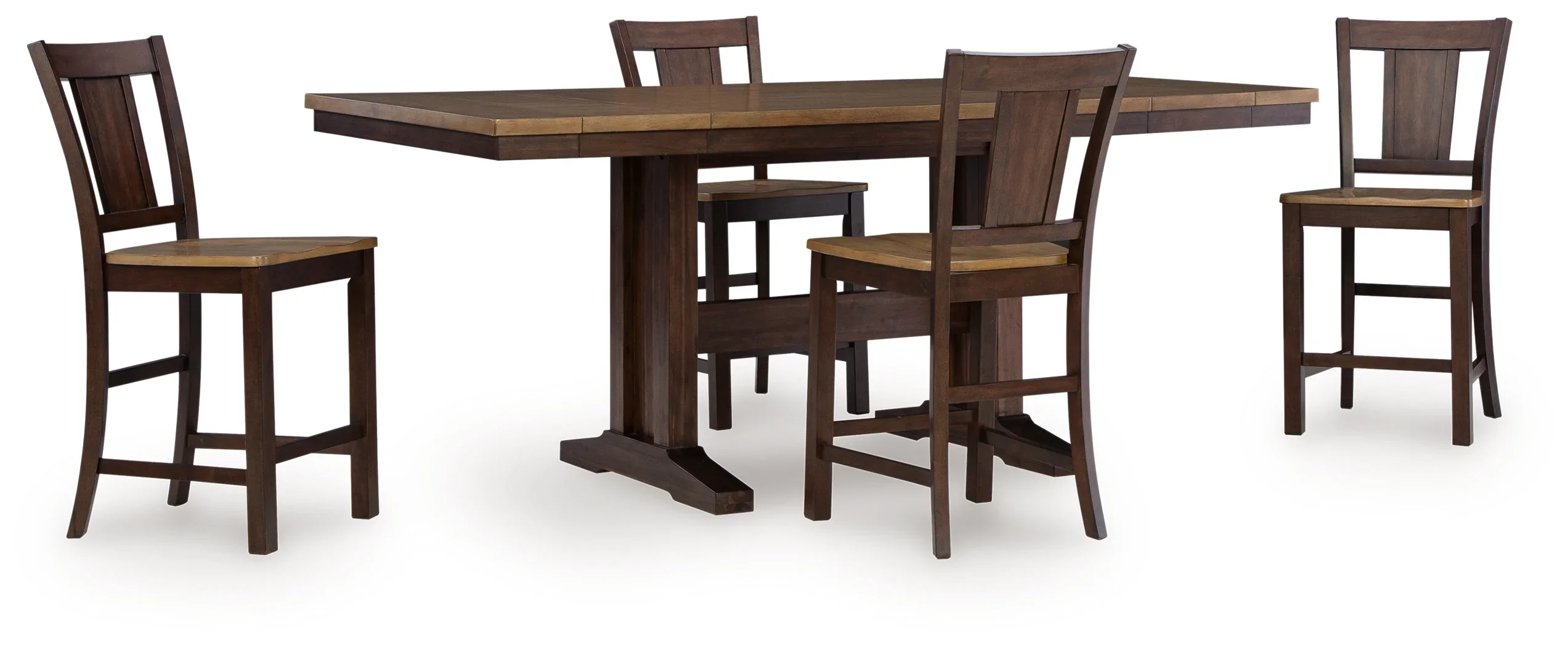 Rylandeen Light Brown/Dark Brown Counter Height Dining Table and 4 Barstools