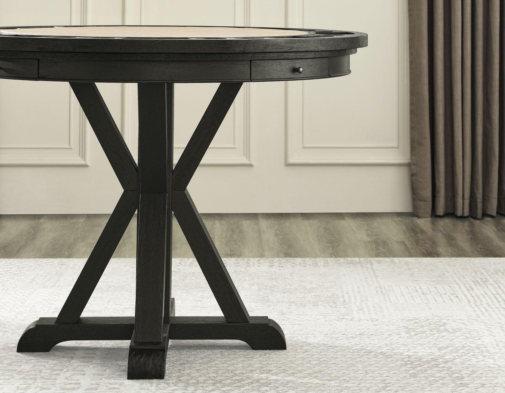 Rylie 48-inch Round Counter Dining Table with 4 Drawers, Black Finish - Image 5