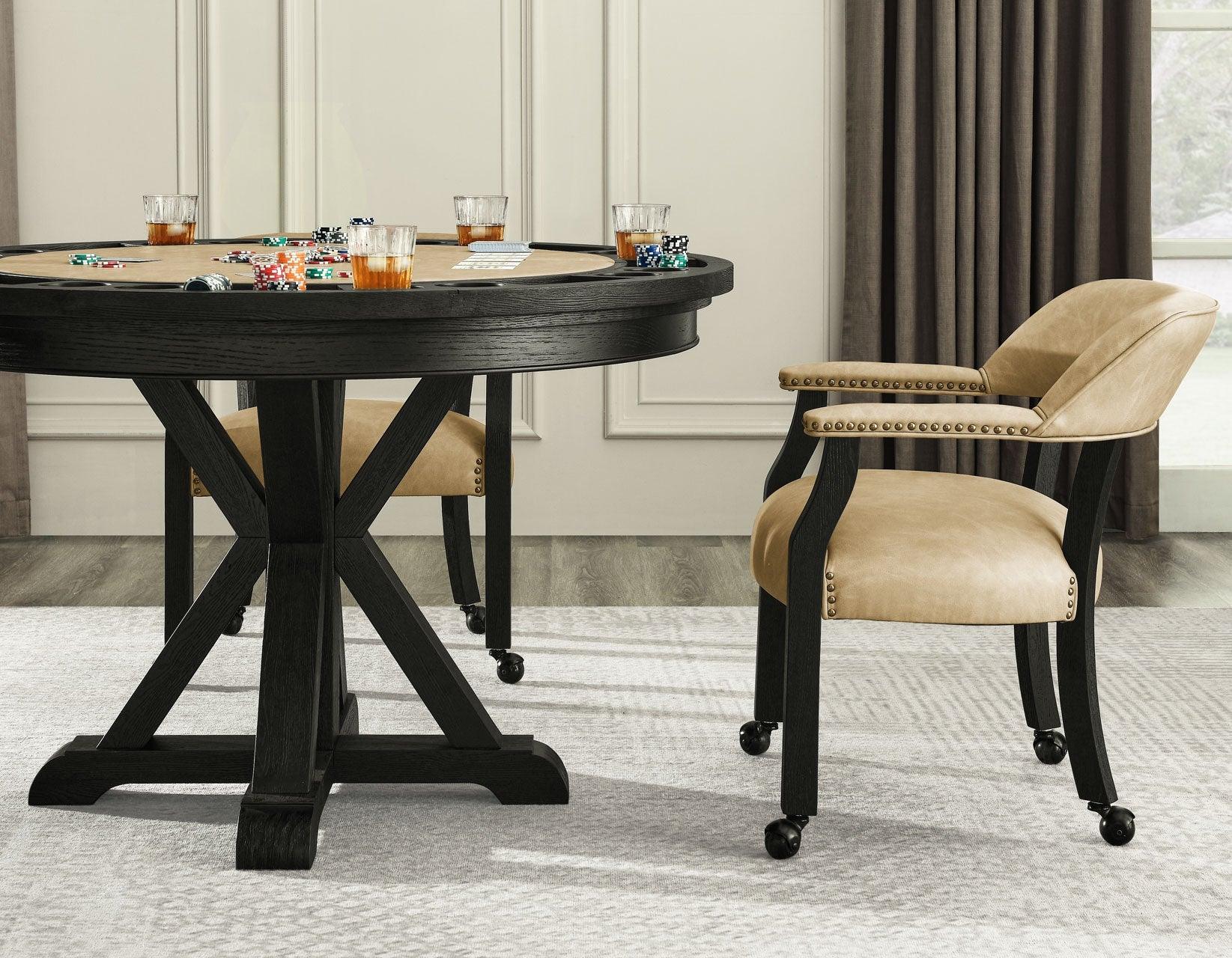 Rylie 48-inch Round Dining Table with Folding Game Top, Black Finish - Image 10