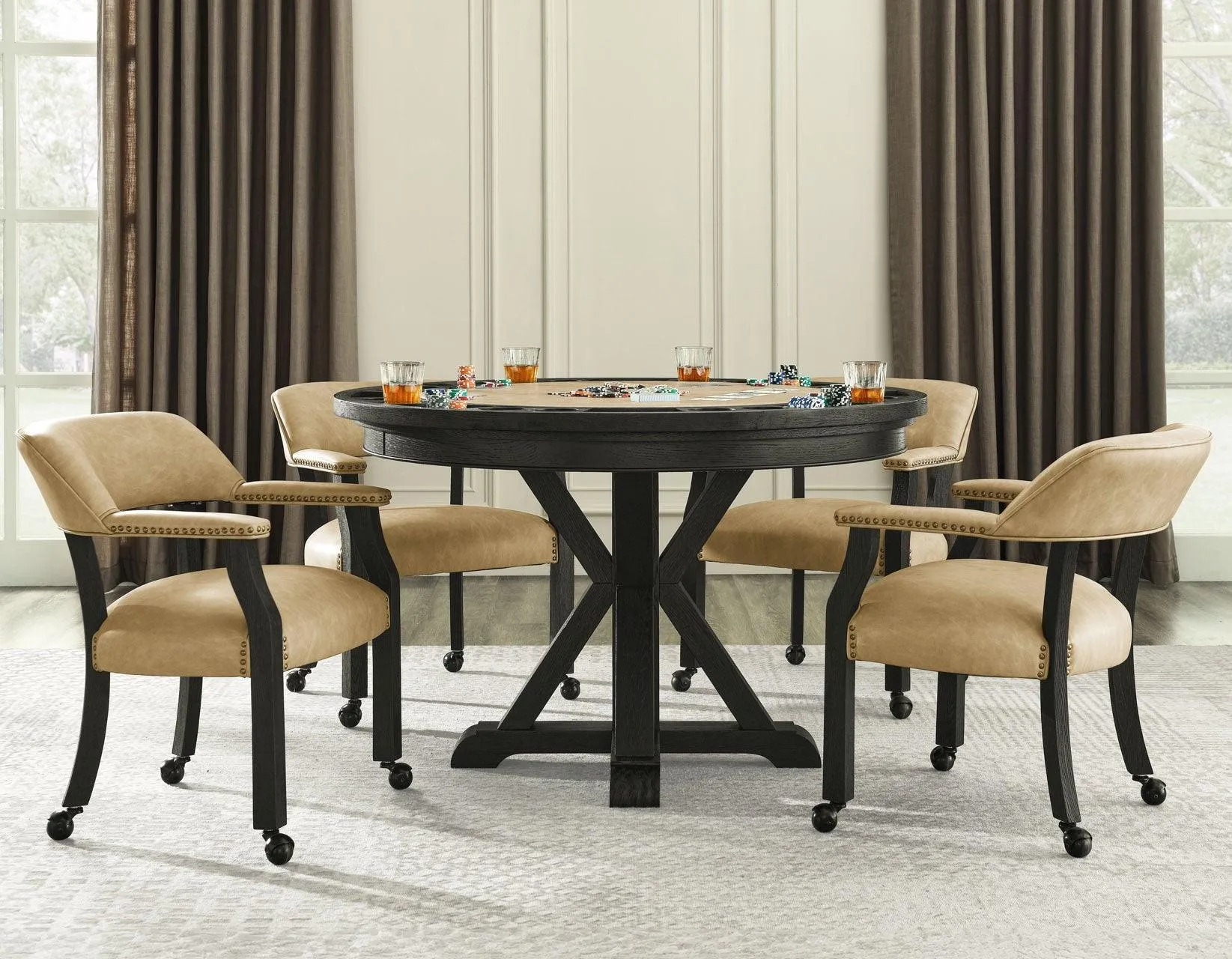 Rylie Captains Chair, Black Finish with Sand Vegan Leather - Image 12