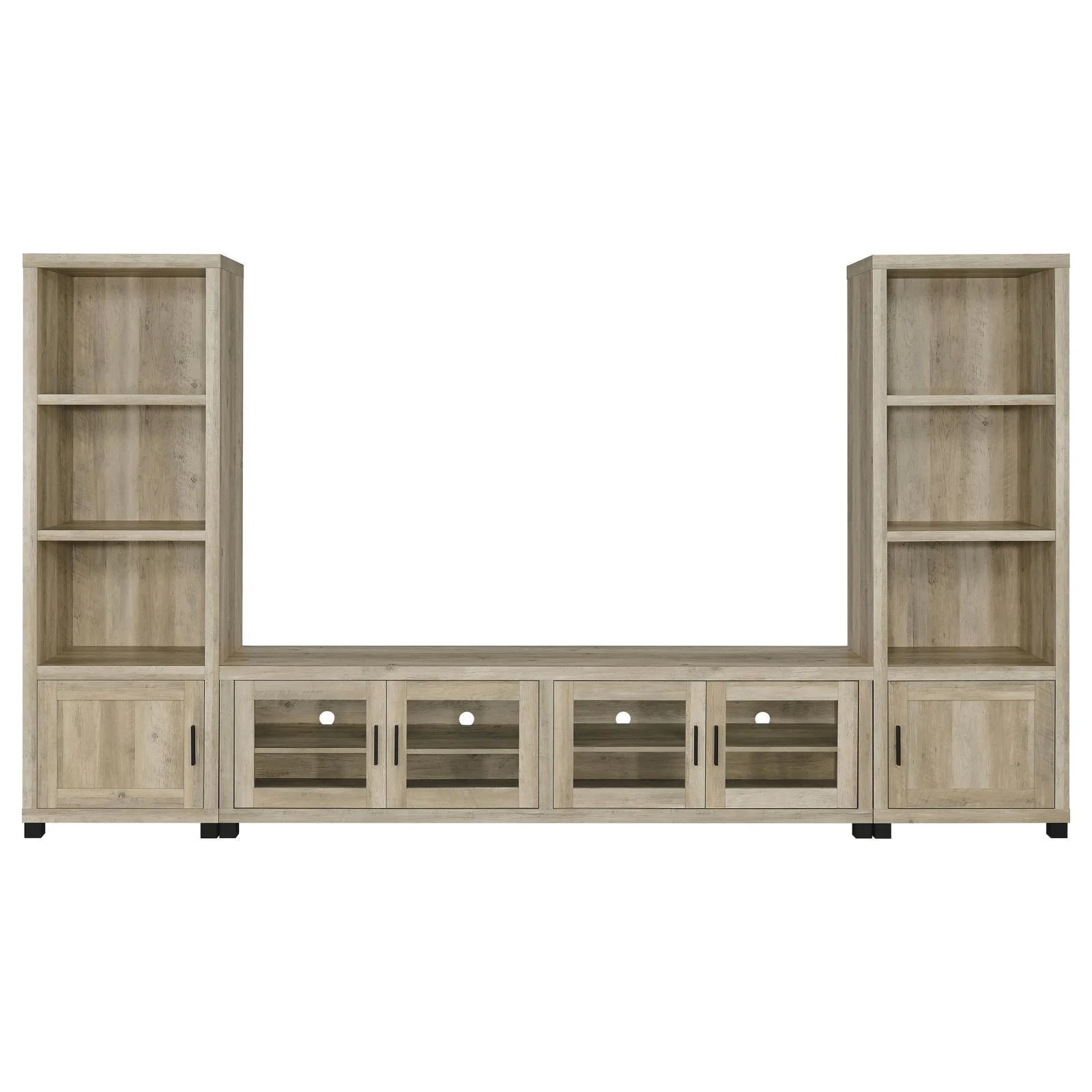 Sachin Antique Pine 3-shelf Media Tower With Storage Cabinet - Image 10