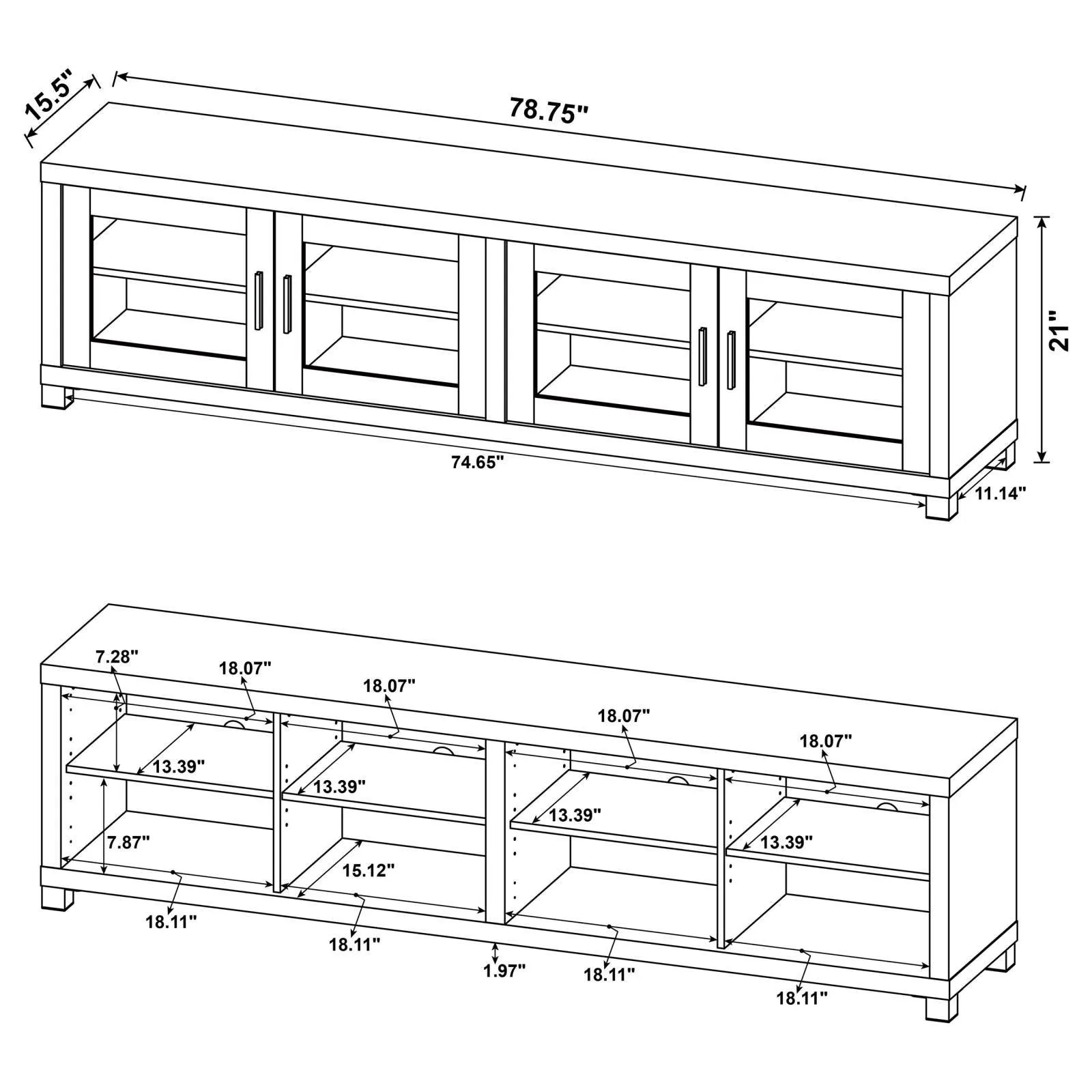 Sachin Rectangular TV Console with Glass Doors - Image 11