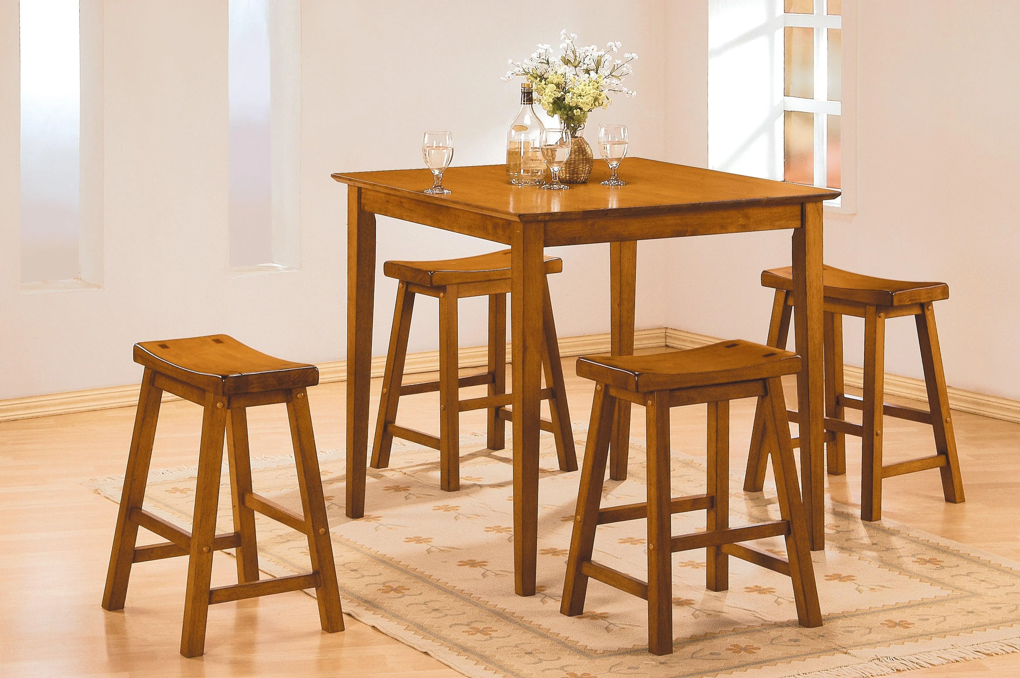 Saddleback Oak Pub Height Stool Set of 2 - Image 2