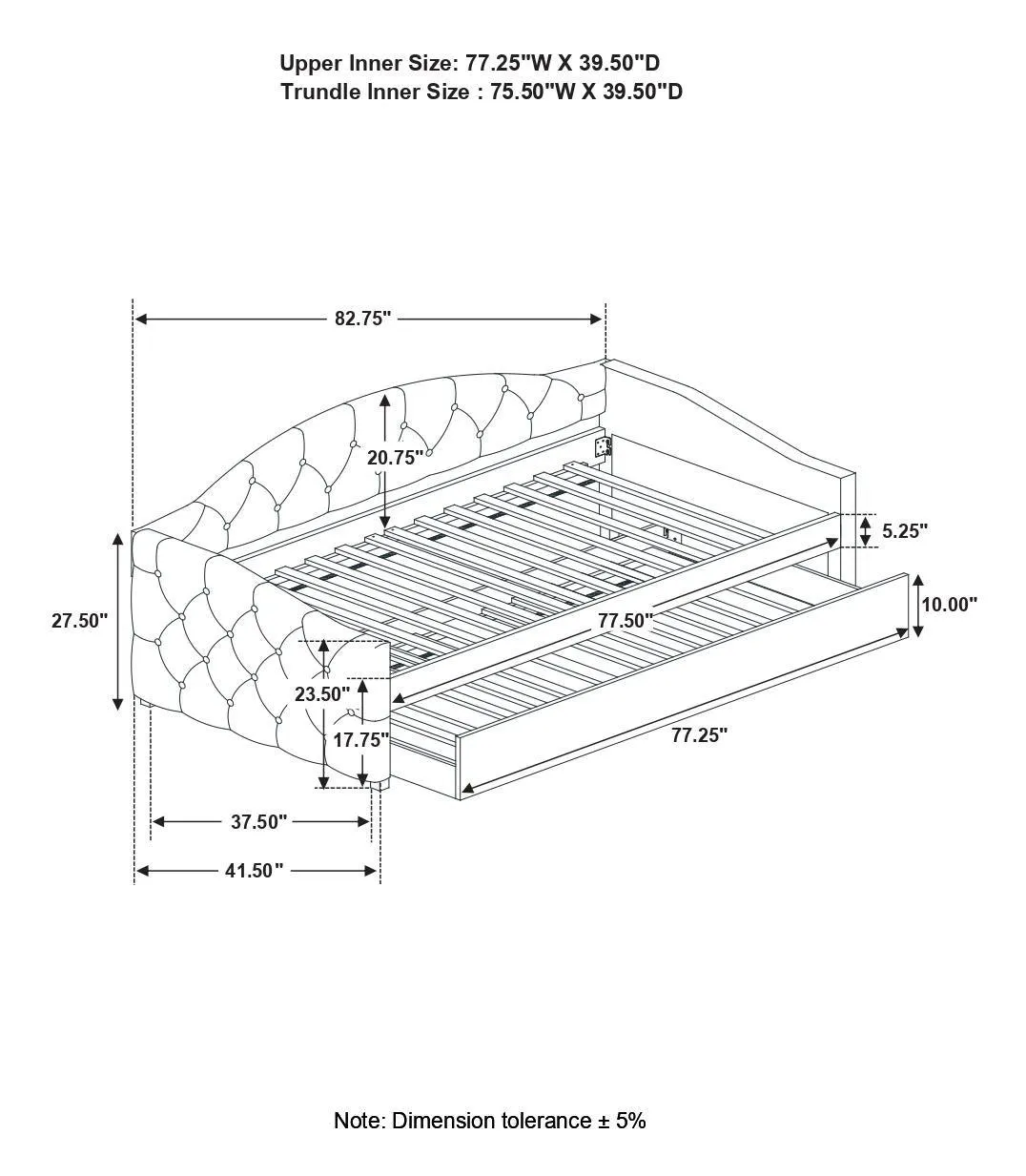Sadie Upholstered Twin Daybed with Trundle - Image 8