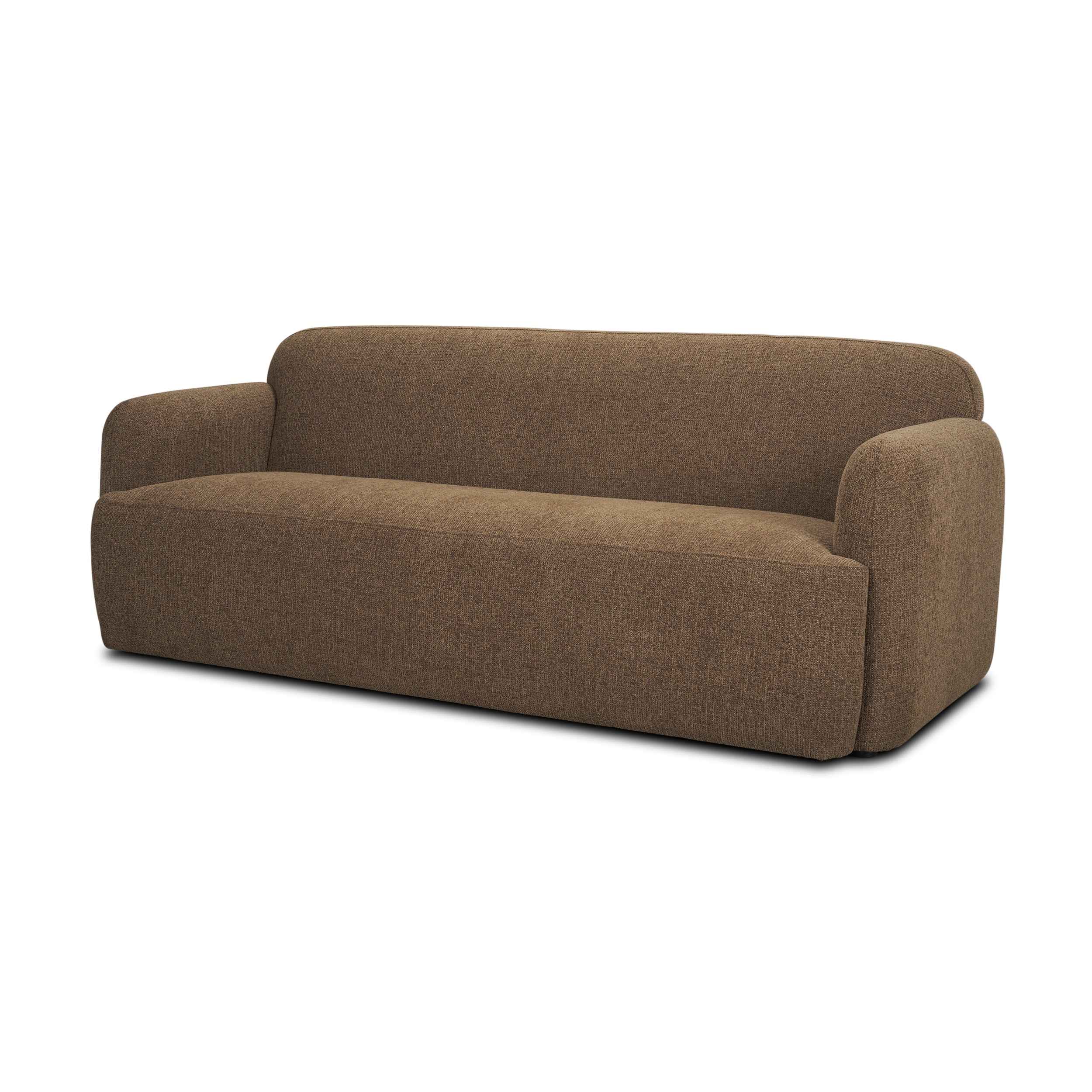 Saga 3-Seater Sofa with Brown Plush Fabric In Brown