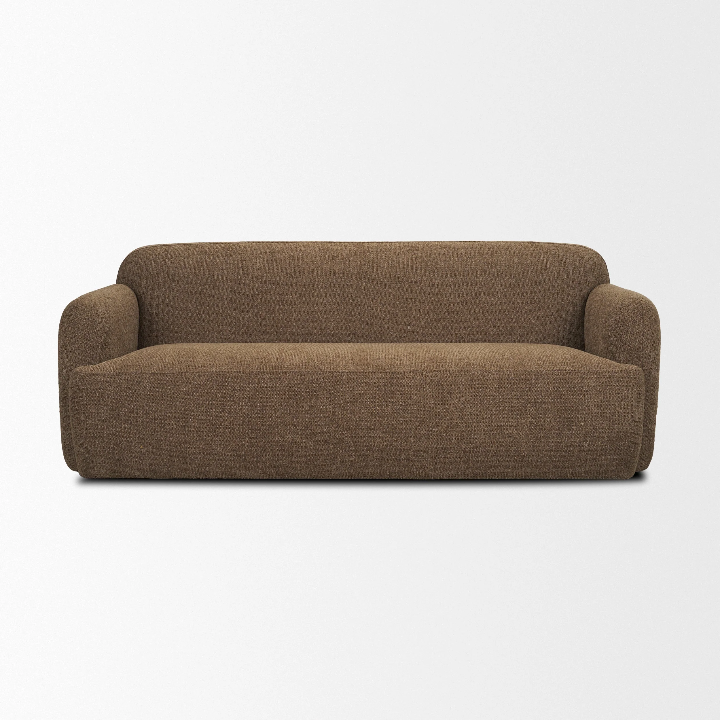 Saga 3-Seater Sofa with Brown Plush Fabric In Brown - Image 2