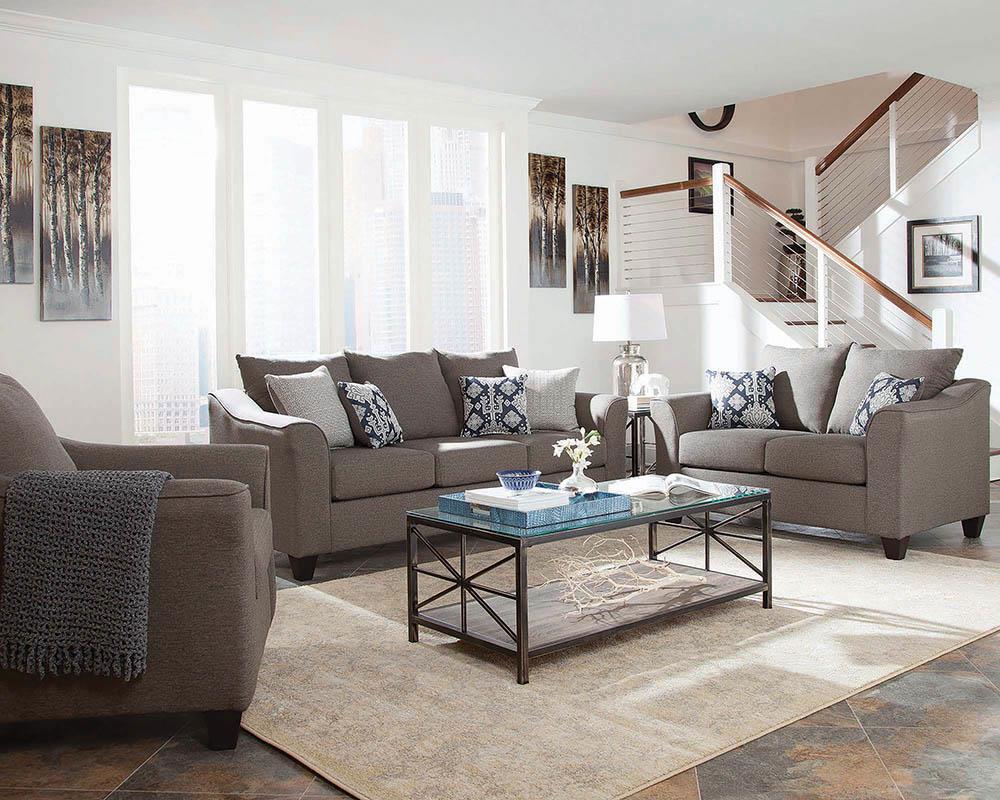Salizar Gray Upholstered Flared Arm Living Room Set