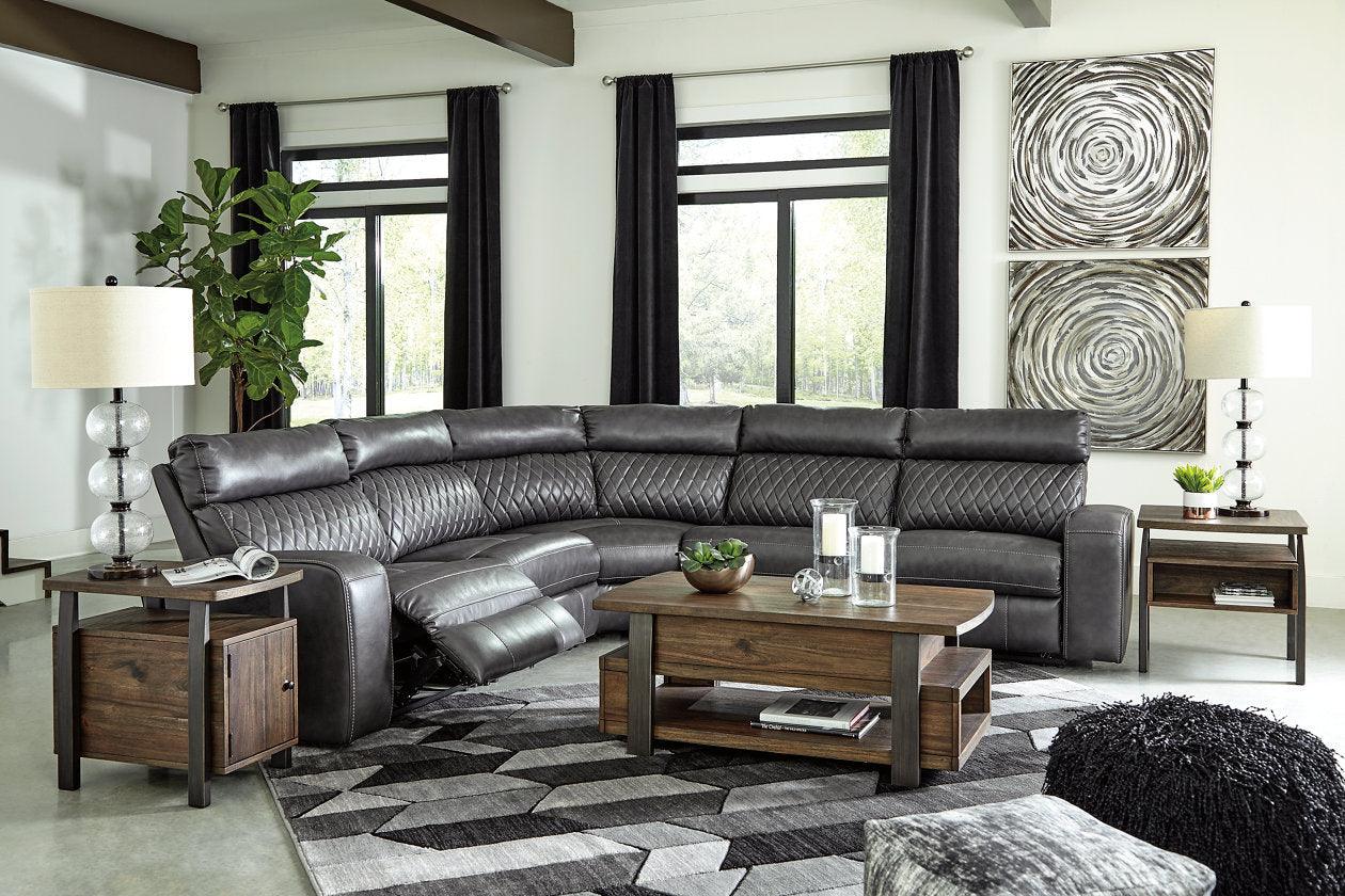 Samperstone Gray 5-Piece Power Reclining Modular Sectional - Image 3