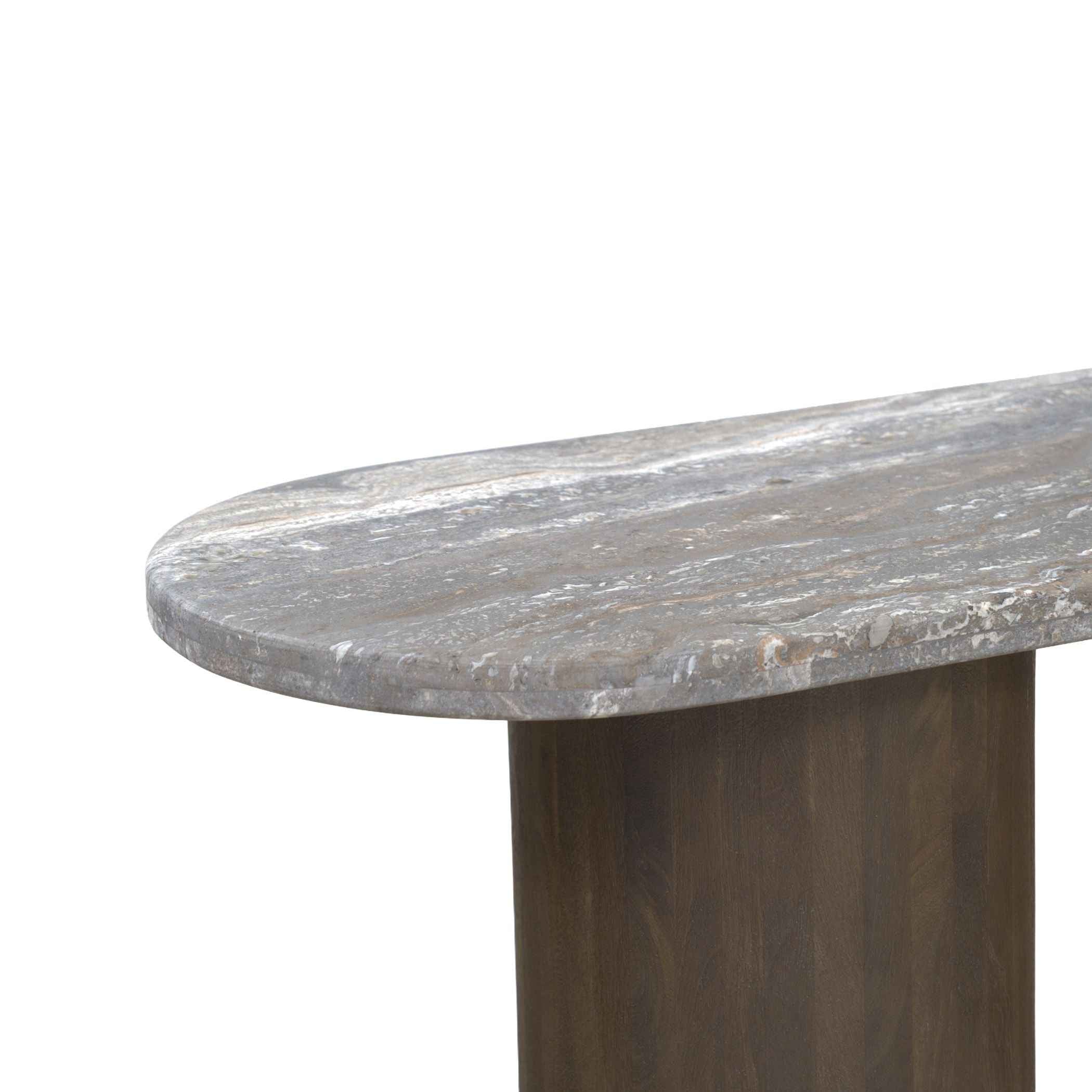 San Juan 55" Console Table in Royal Brown with Gray Travertine - Image 2