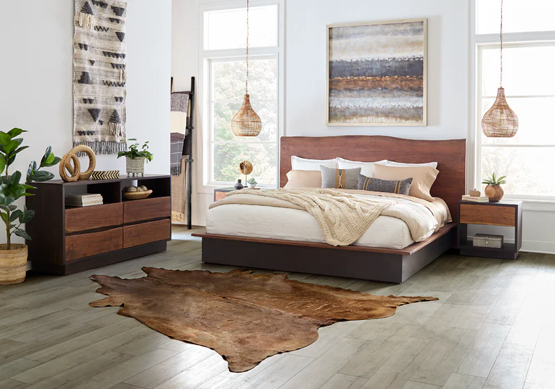 San Marino King Bed in Raw Walnut and Ebony - Image 4