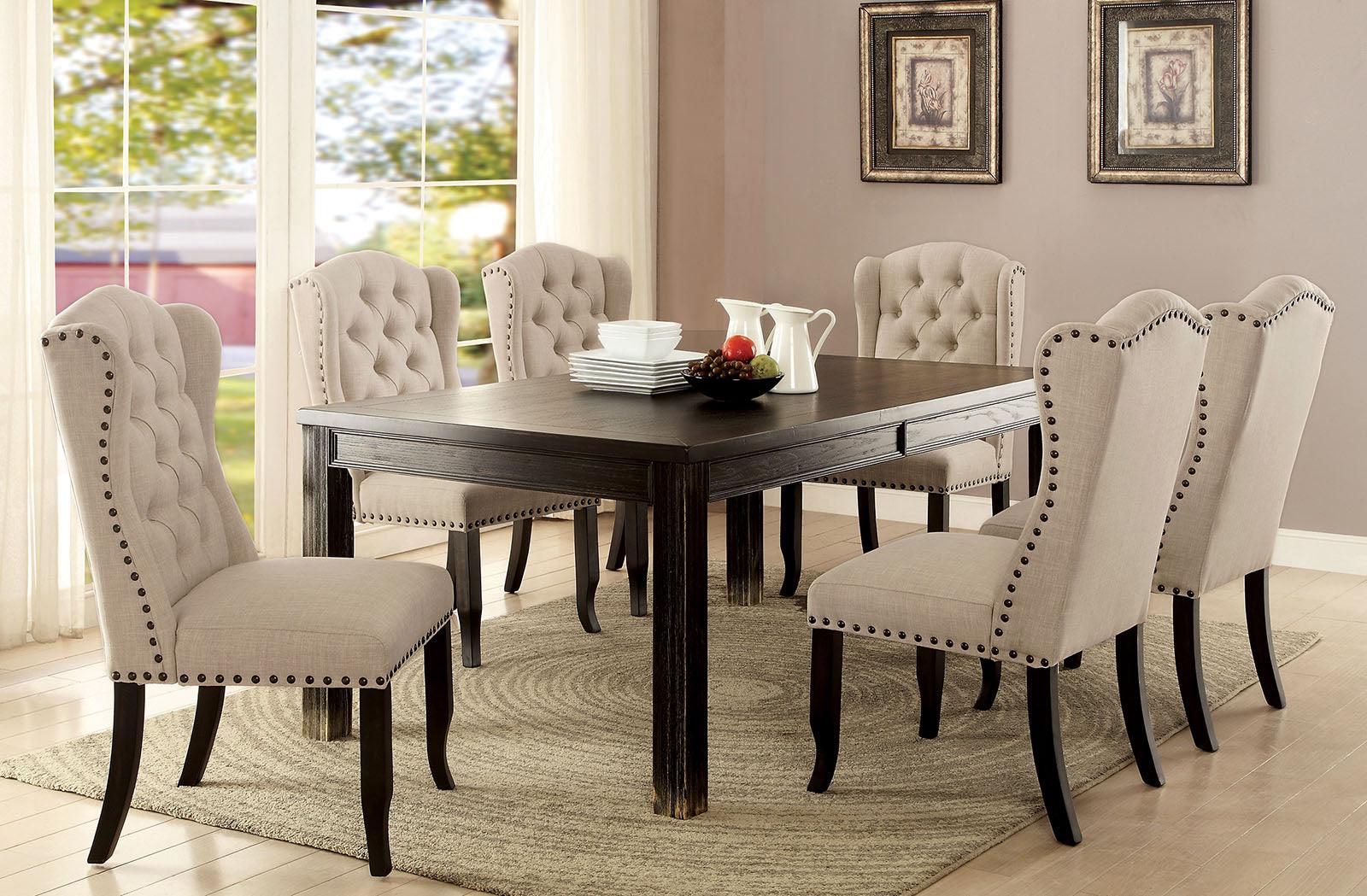Sania Antique Black/Beige Dining Table Only