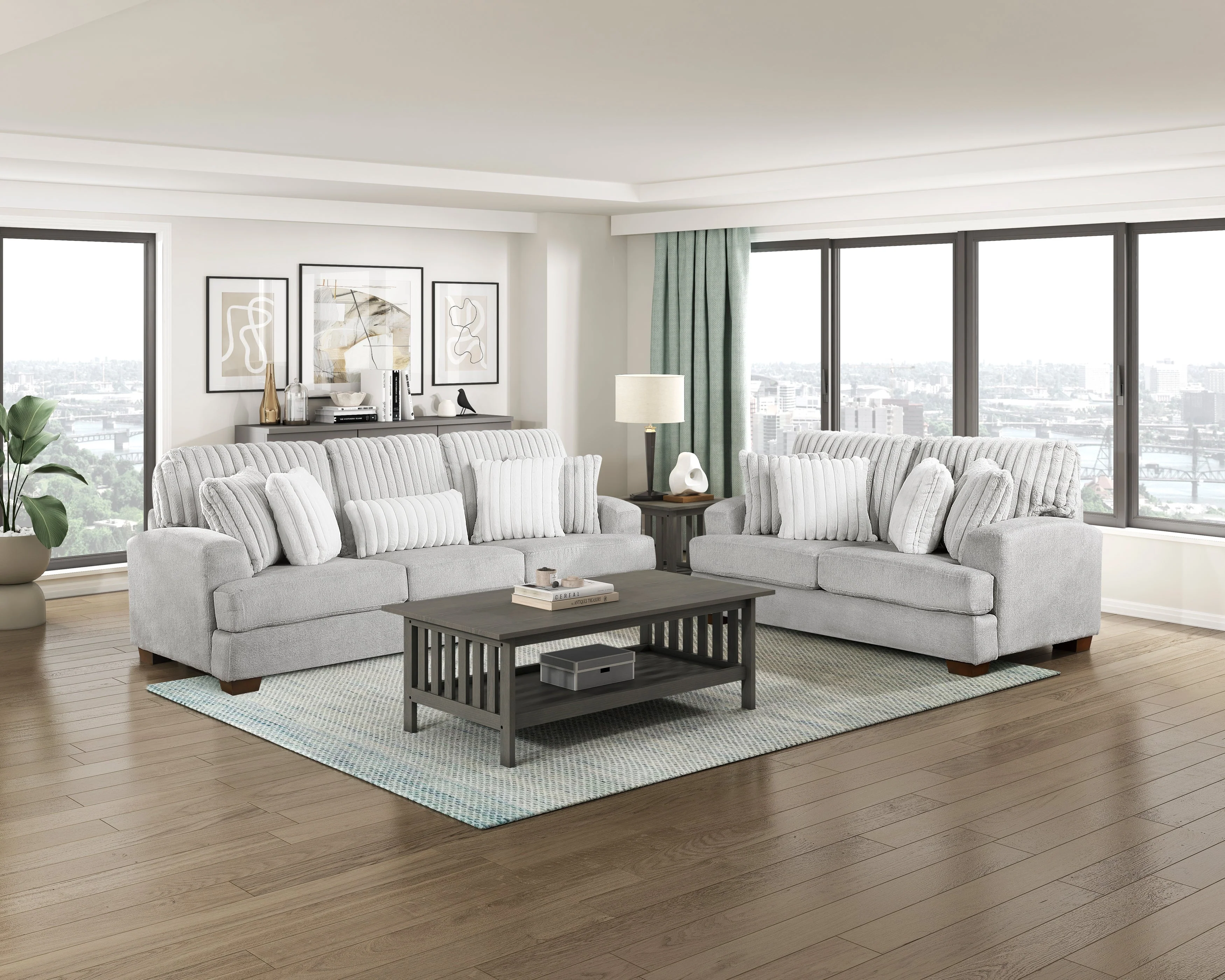 Santiago Light Gray Loveseat - Image 2