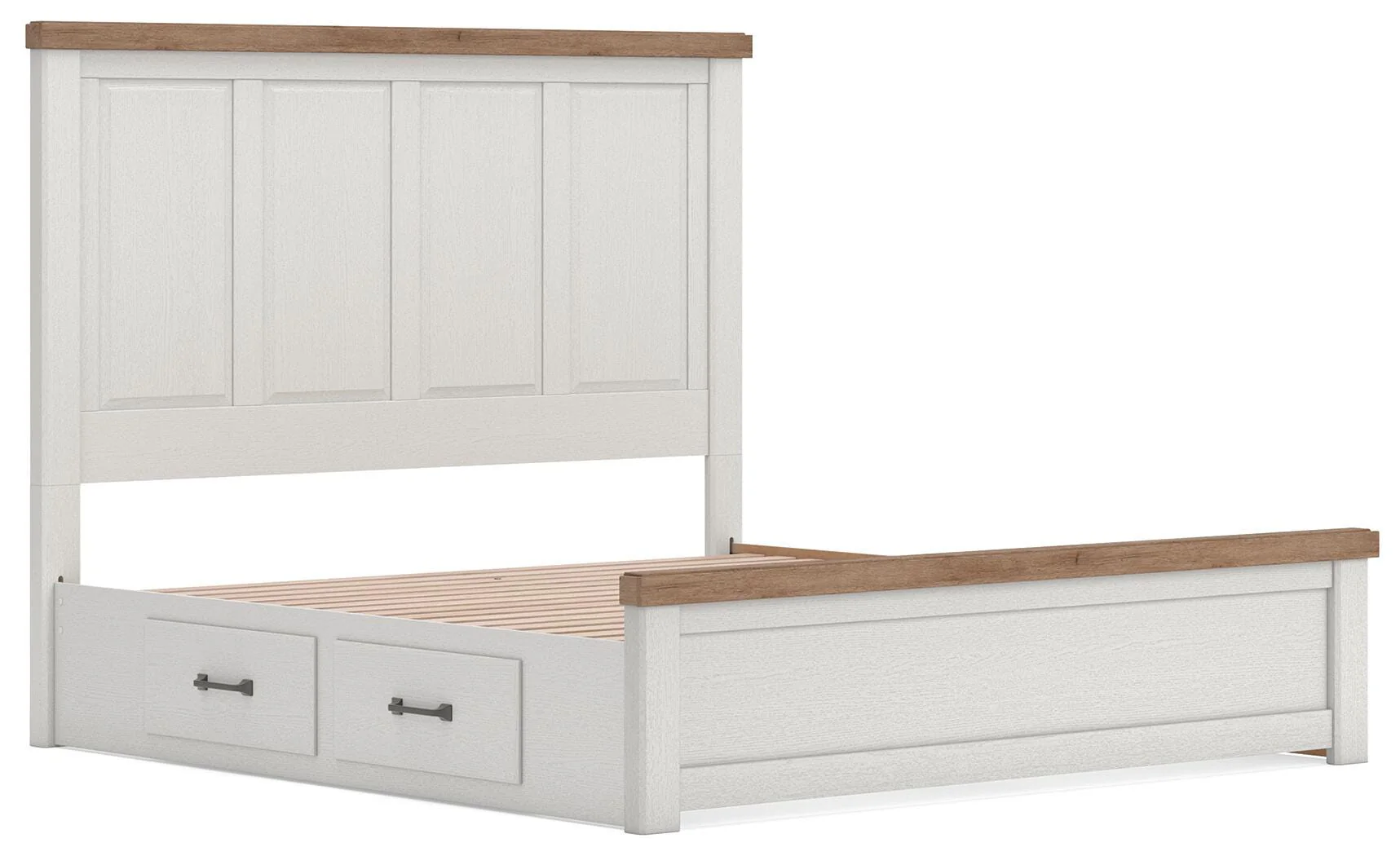 Savonport White/Brown King Panel Bed with Storage - Image 4