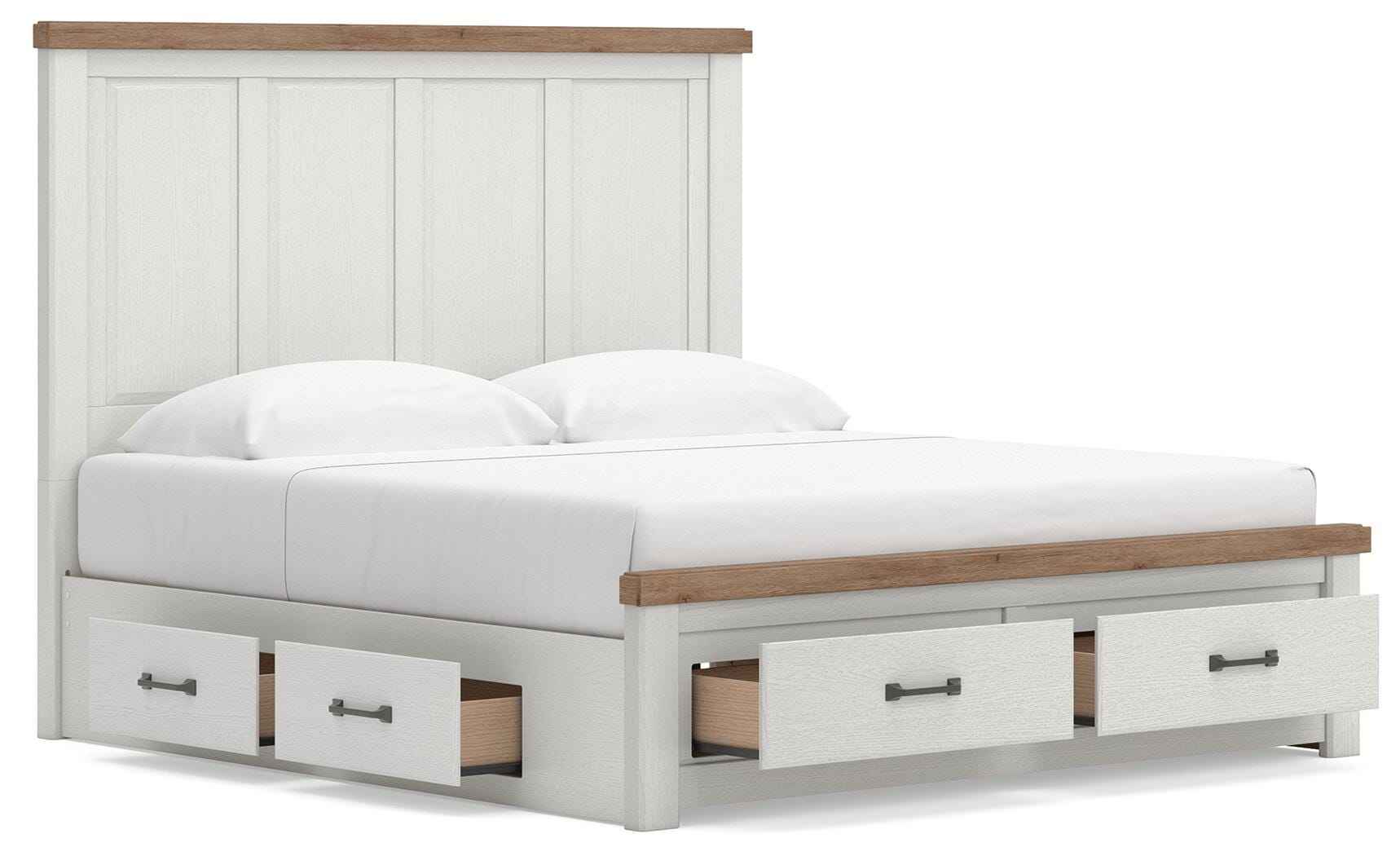 Savonport White/Brown King Panel Storage Bed - Image 4