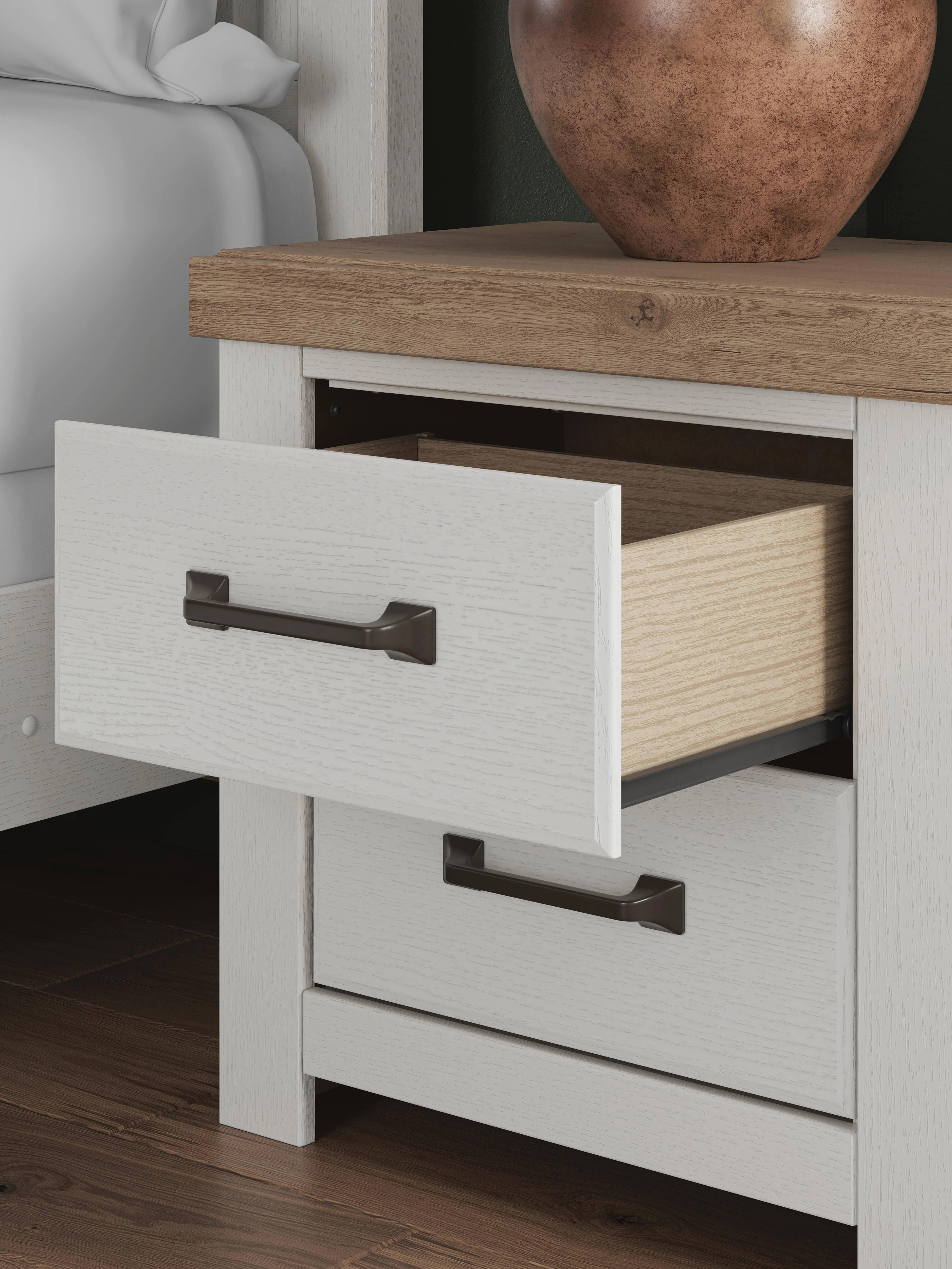 Savonport White/Brown Nightstand - Image 10