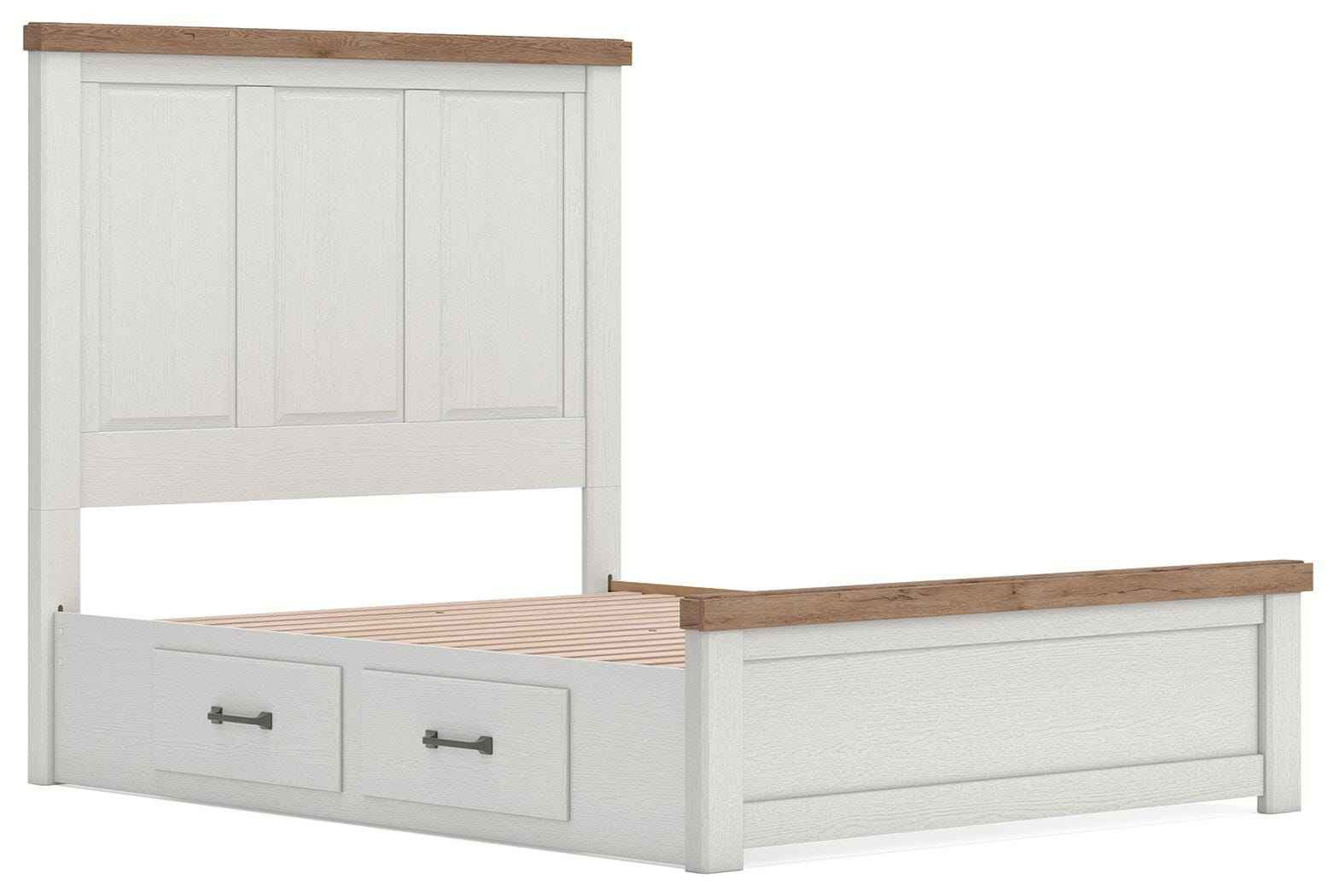 Savonport White/Brown Queen Panel Bed with Storage - Image 4