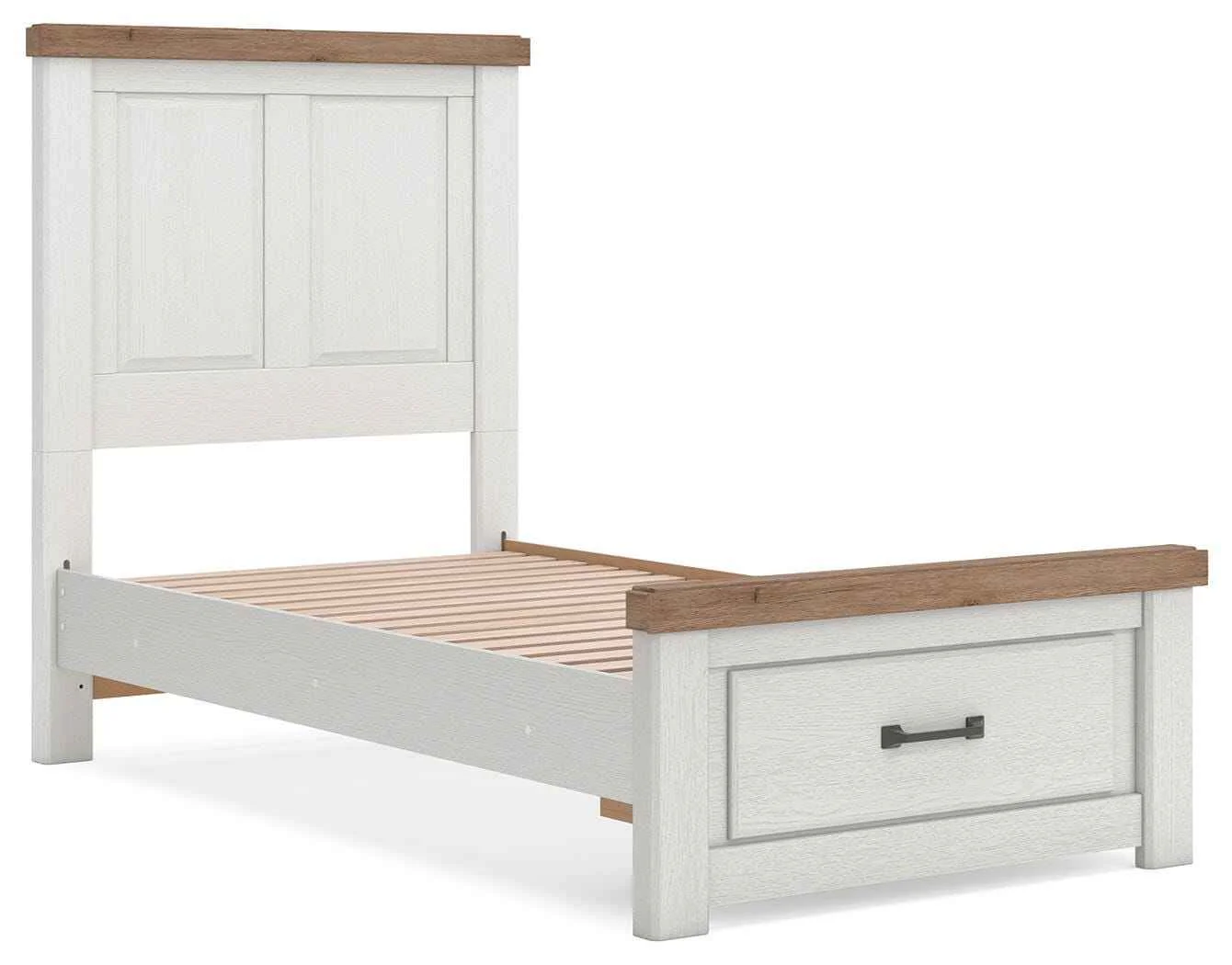 Savonport White/Brown Twin Panel Storage Bed - Image 4