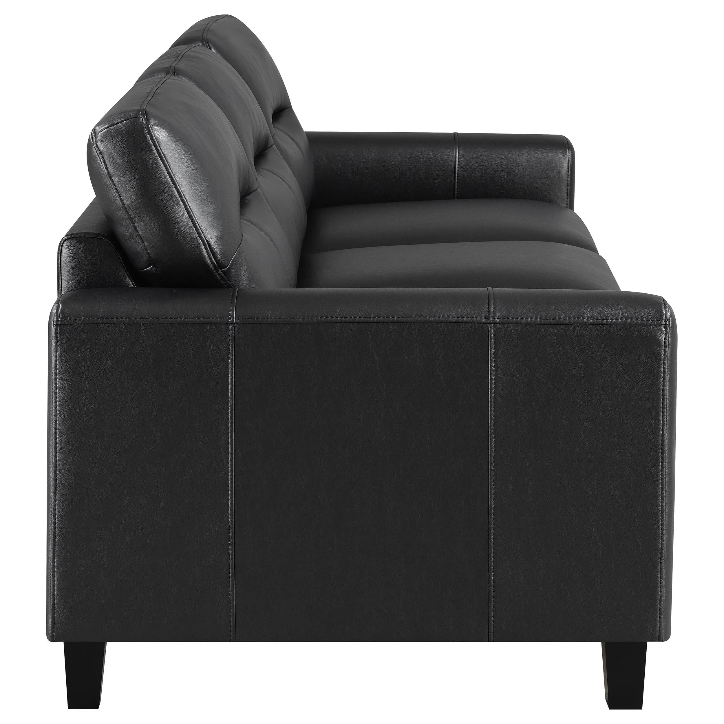 Scotland 2-piece Faux Leather Upholstered Sofa Set Black - Image 6