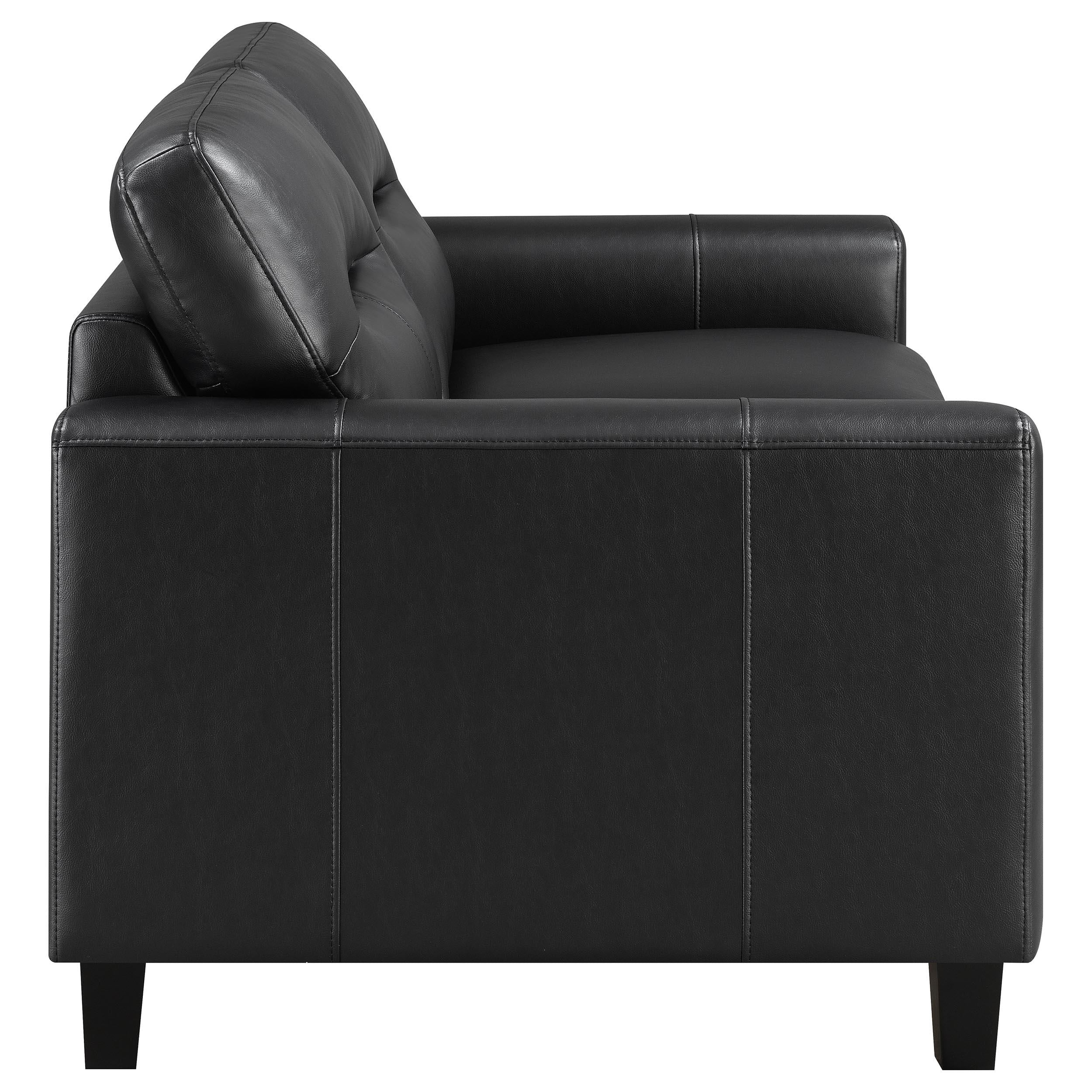 Scotland 3-piece Faux Leather Upholstered Sofa Set Black - Image 10