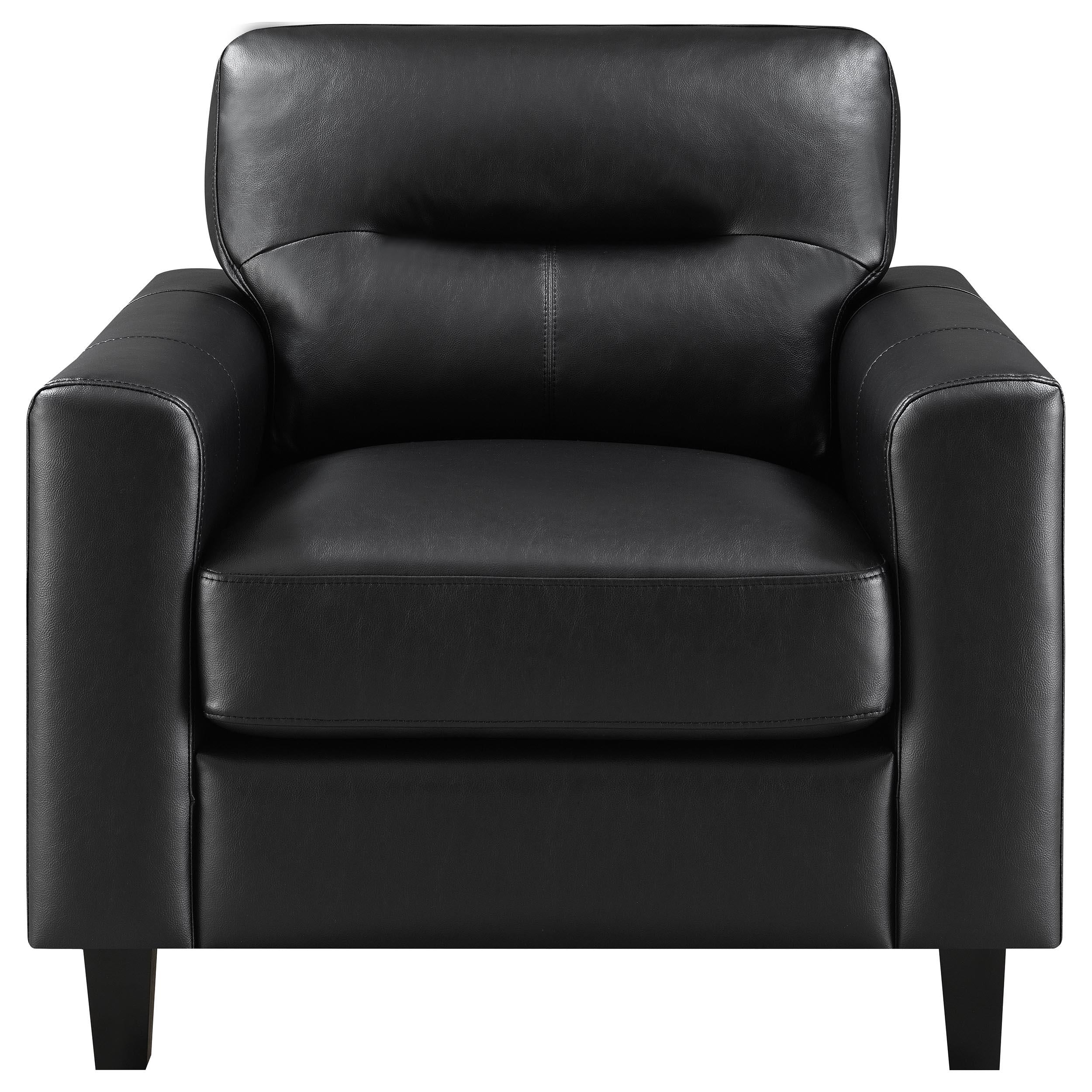 Scotland 3-piece Faux Leather Upholstered Sofa Set Black - Image 12